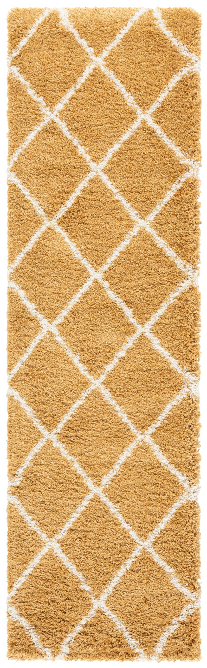 SAFAVIEH Hudson Shag Collection Area Rug - 5'3" x 7'6", Beige & Ivory, Modern Trellis Design, Non-Shedding & Easy Care, 2-inch Thick Ideal for High Traffic Areas in Living Room, Bedroom (SGH281S)