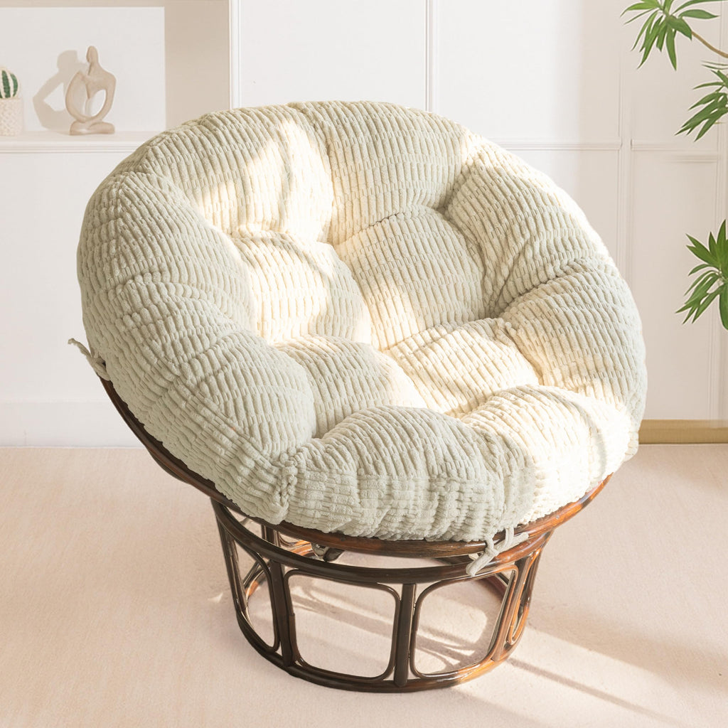 HIGOGOGO Papasan Chair Cushion with Thick Corduroy Cover (Without Chair), Supportive Cushion, Beige, 48 x 48 Inch