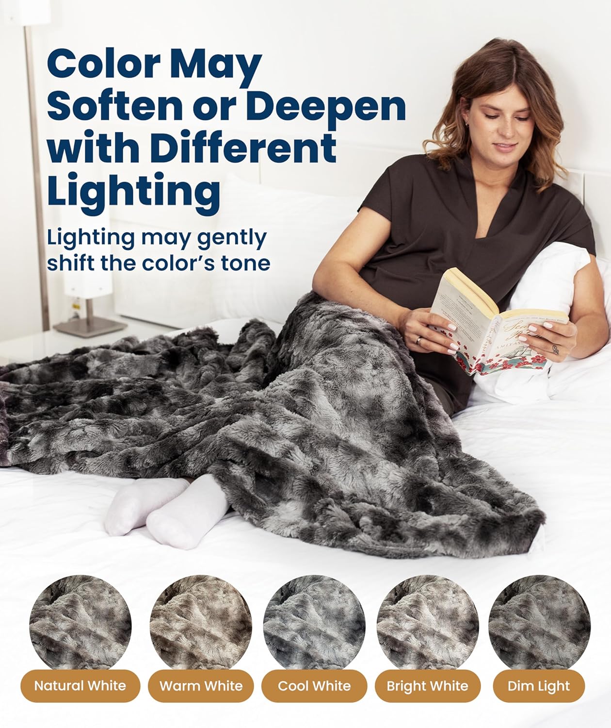 Everlasting Comfort Soft & Comfortable Gray Faux Fur Throw Blanket for Couch - (50"x65") Minky & Fluffy Fall Blankets & Throws, Plush Fuzzy Cover for Bed, Sofa & Living Room - Cozy Home Decor