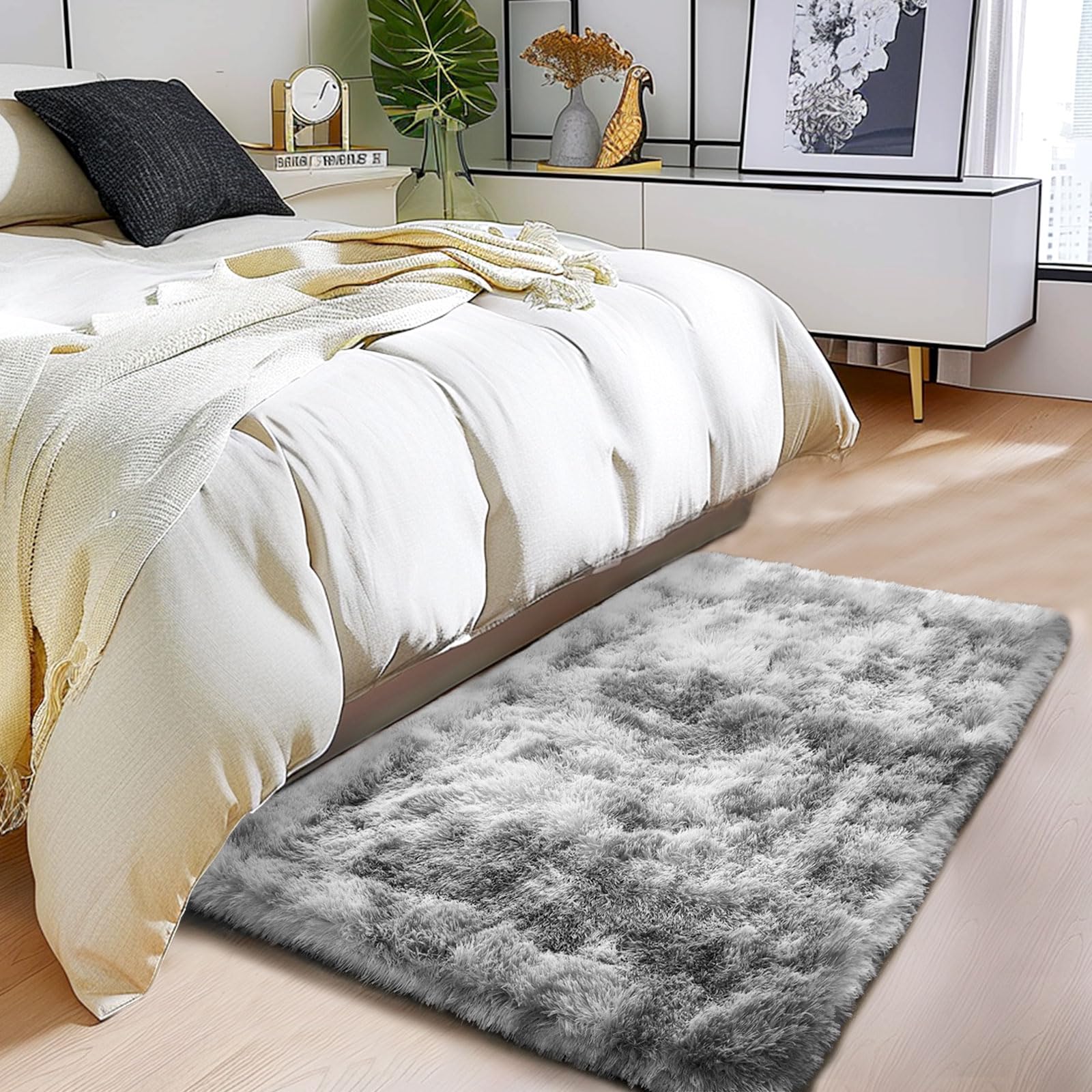 Upgrade Non-Slip Plush Rugs for Living Room, Soft Shaggy Carpets for Living Room, Fuzzy Rugs for Kids' Room, Perfect Decor for Modern Home Tie Dye Camel 6x9 Feet