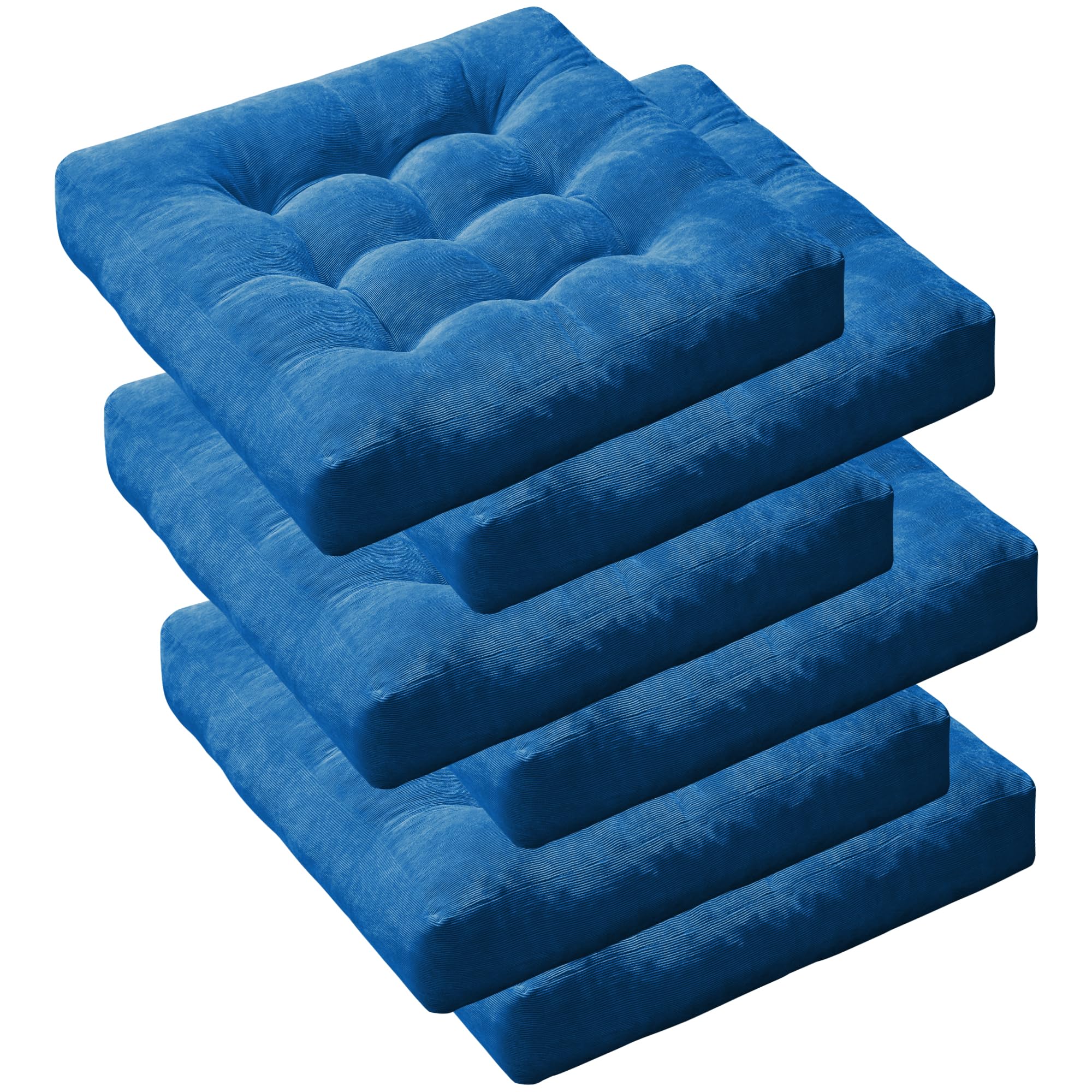 Degrees of Comfort Floor Cushion Pillow, Round Large Pillows Seating for Adults, Tufted Corduroy Floor Cushions for Living Room Tatami, Navy Blue, 22 Inch Single, 1 Count (Pack of 1)