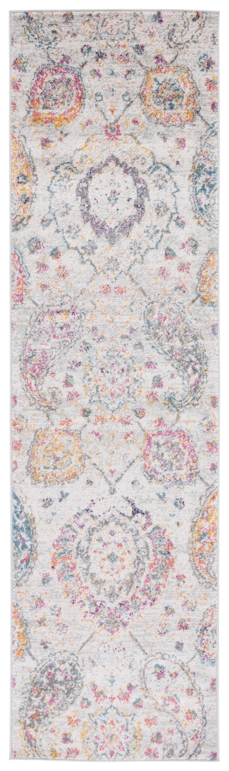SAFAVIEH Madison Collection Area Rug - 5'3" x 7'6", Cream & Light Grey, Boho Chic Glam Paisley Design, Non-Shedding & Easy Care, Ideal for High Traffic Areas in Living Room, Bedroom (MAD600C)