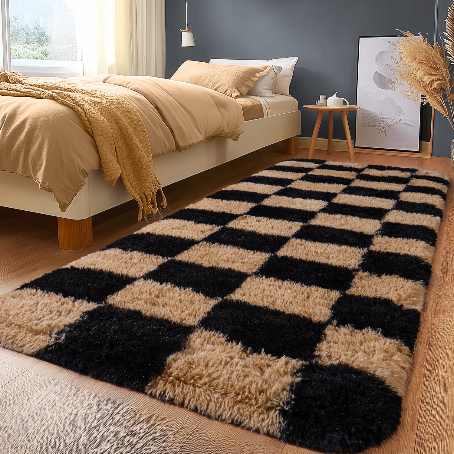 Upgrade Non-Slip Plush Rugs for Living Room, Soft Shaggy Carpets for Living Room, Fuzzy Rugs for Kids' Room, Perfect Decor for Modern Home Tie Dye Camel 6x9 Feet