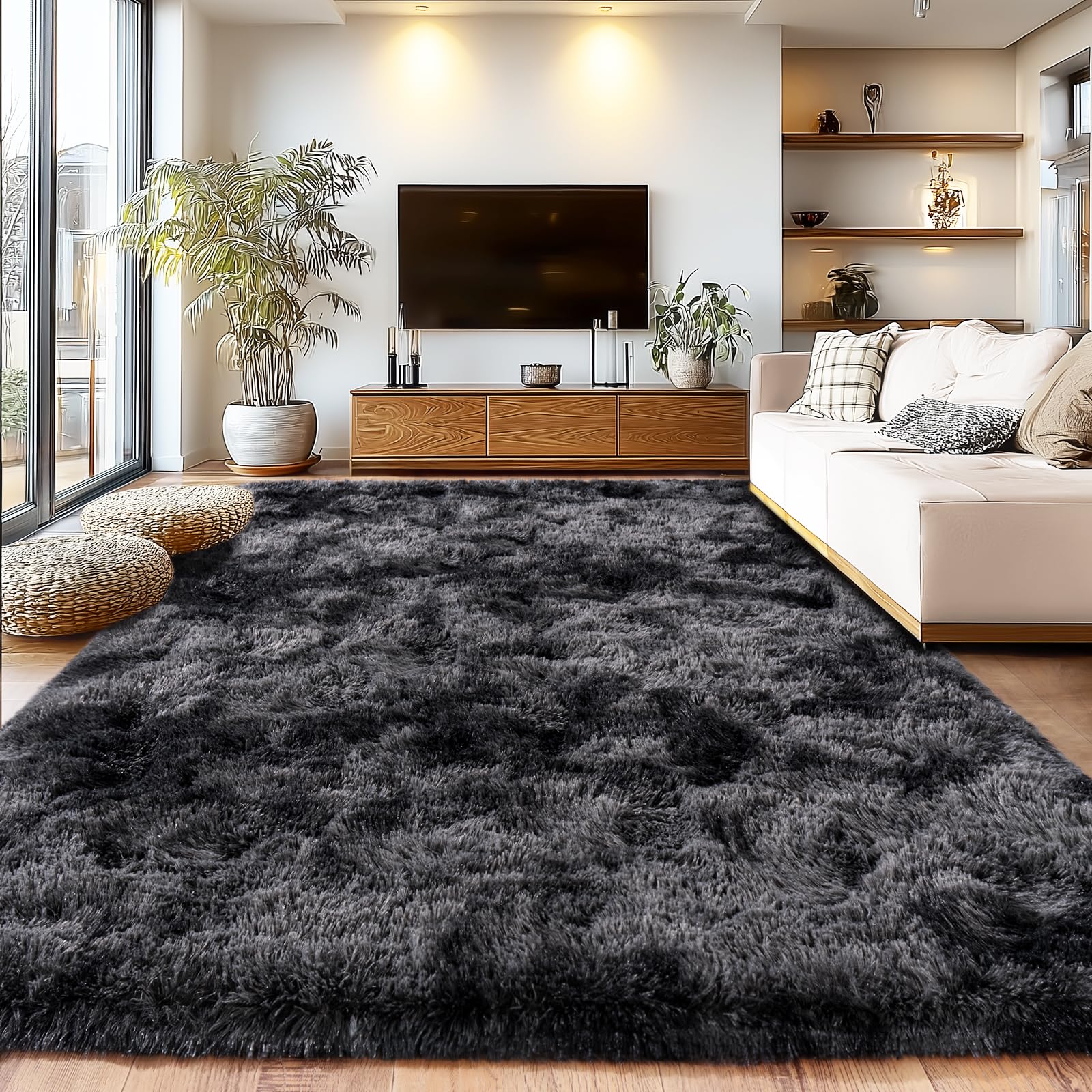 Upgrade Non-Slip Plush Rugs for Living Room, Soft Shaggy Carpets for Living Room, Fuzzy Rugs for Kids' Room, Perfect Decor for Modern Home Tie Dye Camel 6x9 Feet
