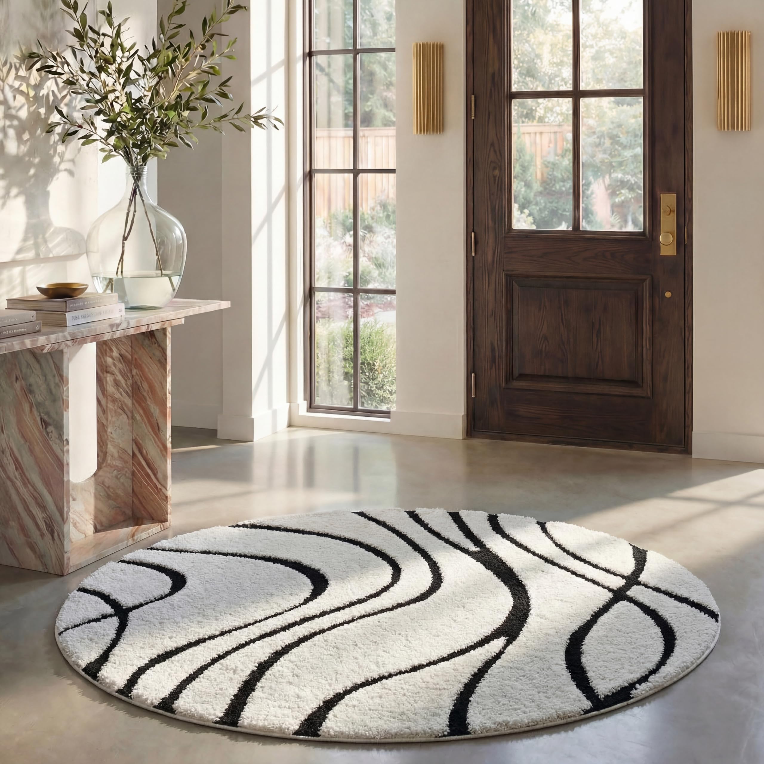 SAFAVIEH Florida Shag Collection Area Rug - 5'3" x 7'6", Cream & Beige, Non-Shedding & Easy Care, 1.2-inch Thick Ideal for High Traffic Areas in Living Room, Bedroom (SG471-1113)