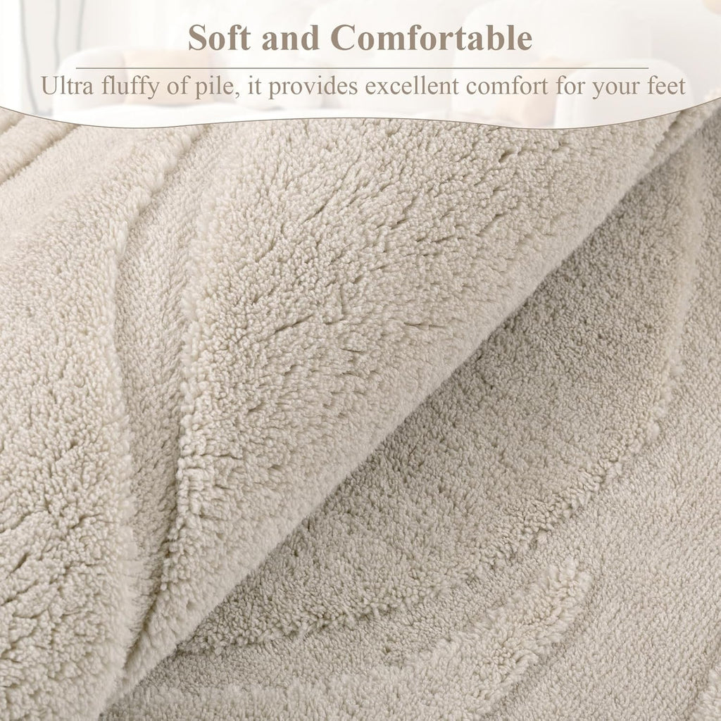SHACOS Soft Area Rug for Living Room 8x10, Washable Non Slip Bedroom Rug Beige, Fluffy Large Rugs Carpet for Floor Living Room Kids Nursery Room, Home Decor Aesthetic - Leaf Pattern Design
