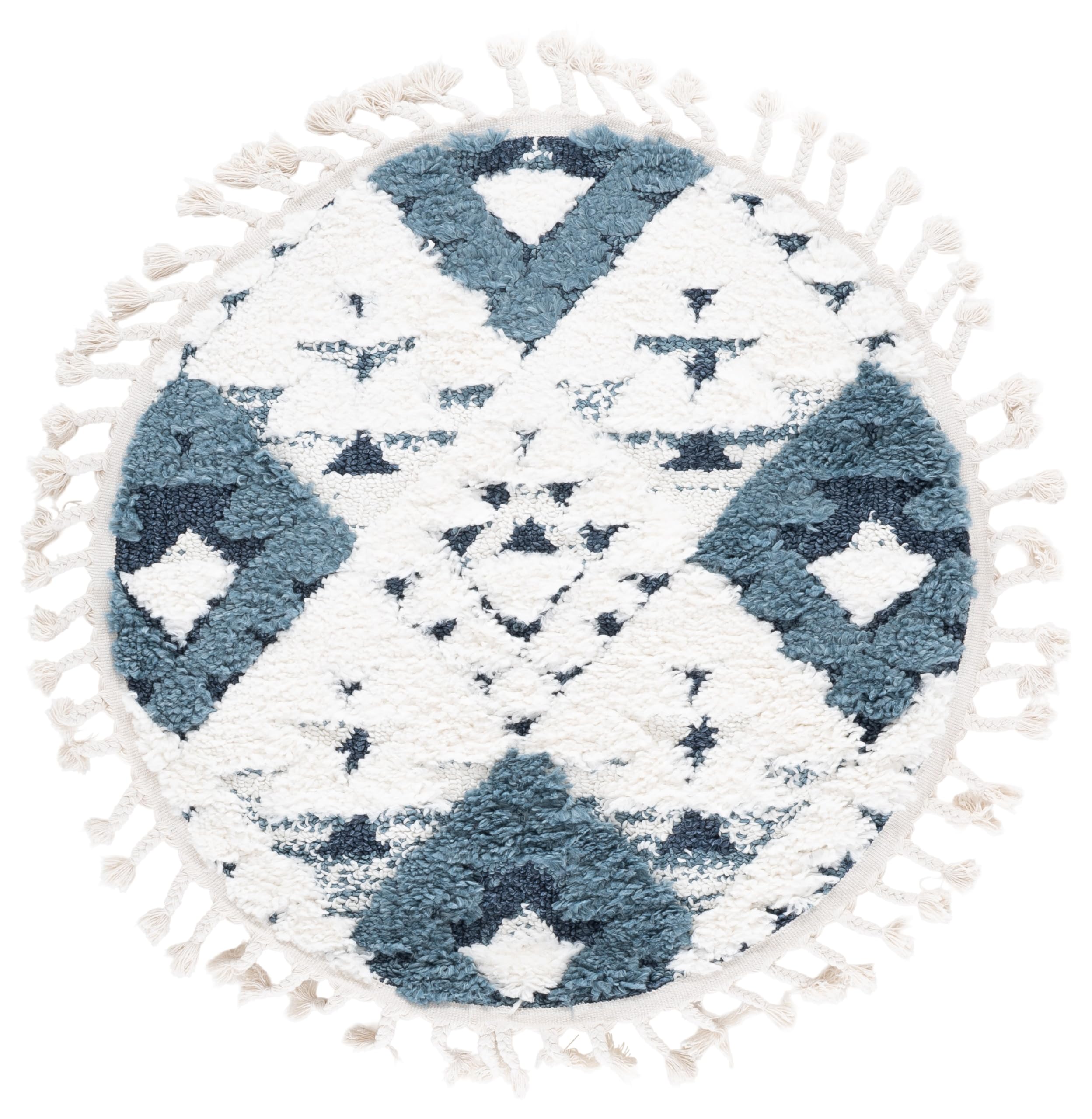 SAFAVIEH Moroccan Tassel Shag Collection Area Rug - 5'3" x 7'6", Ivory, Non-Shedding & Easy to Clean, Plush High-Low Texture, Ideal for Living Room, Bedroom, Dining Space (MTS688C)