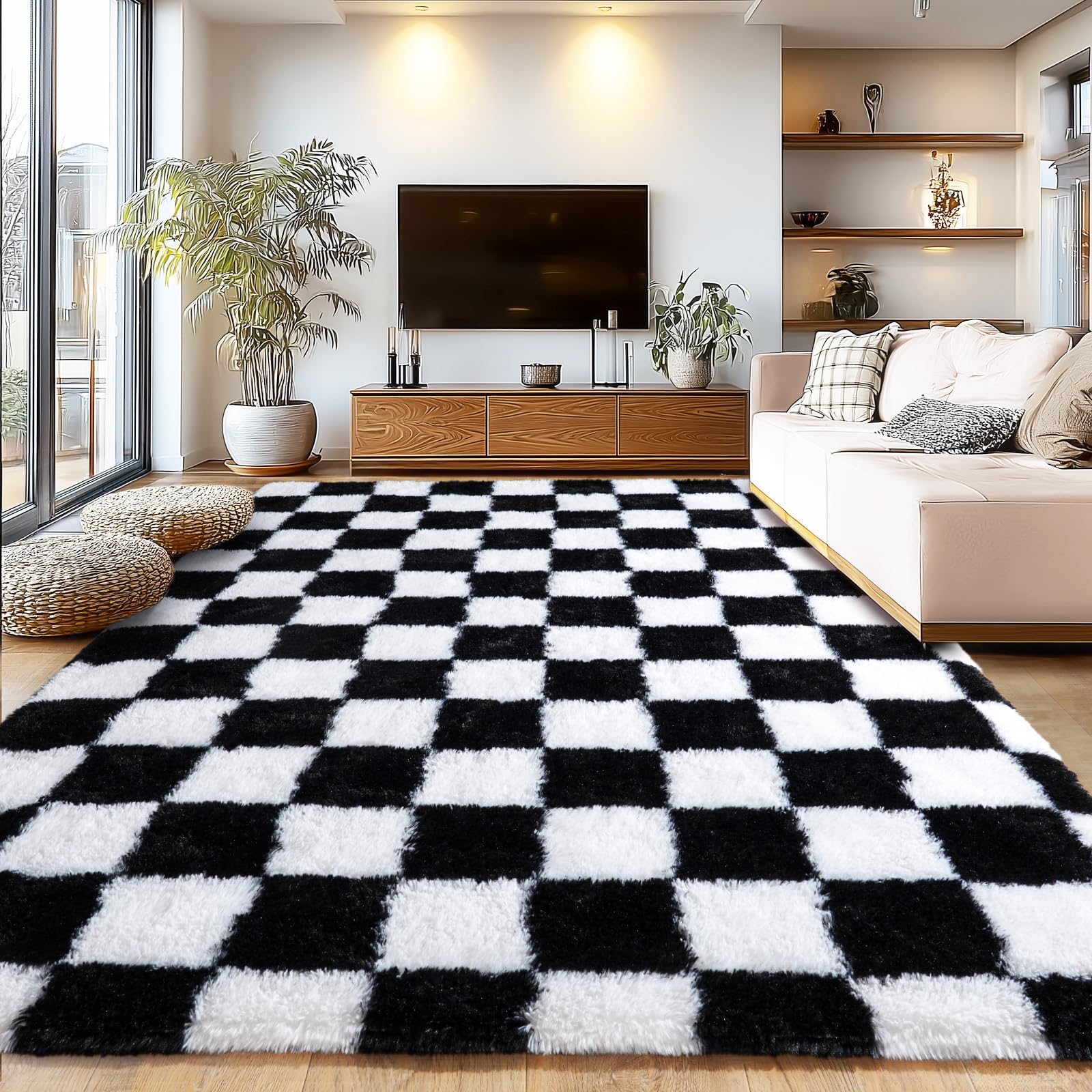 Upgrade Non-Slip Plush Rugs for Living Room, Soft Shaggy Carpets for Living Room, Fuzzy Rugs for Kids' Room, Perfect Decor for Modern Home Tie Dye Camel 6x9 Feet