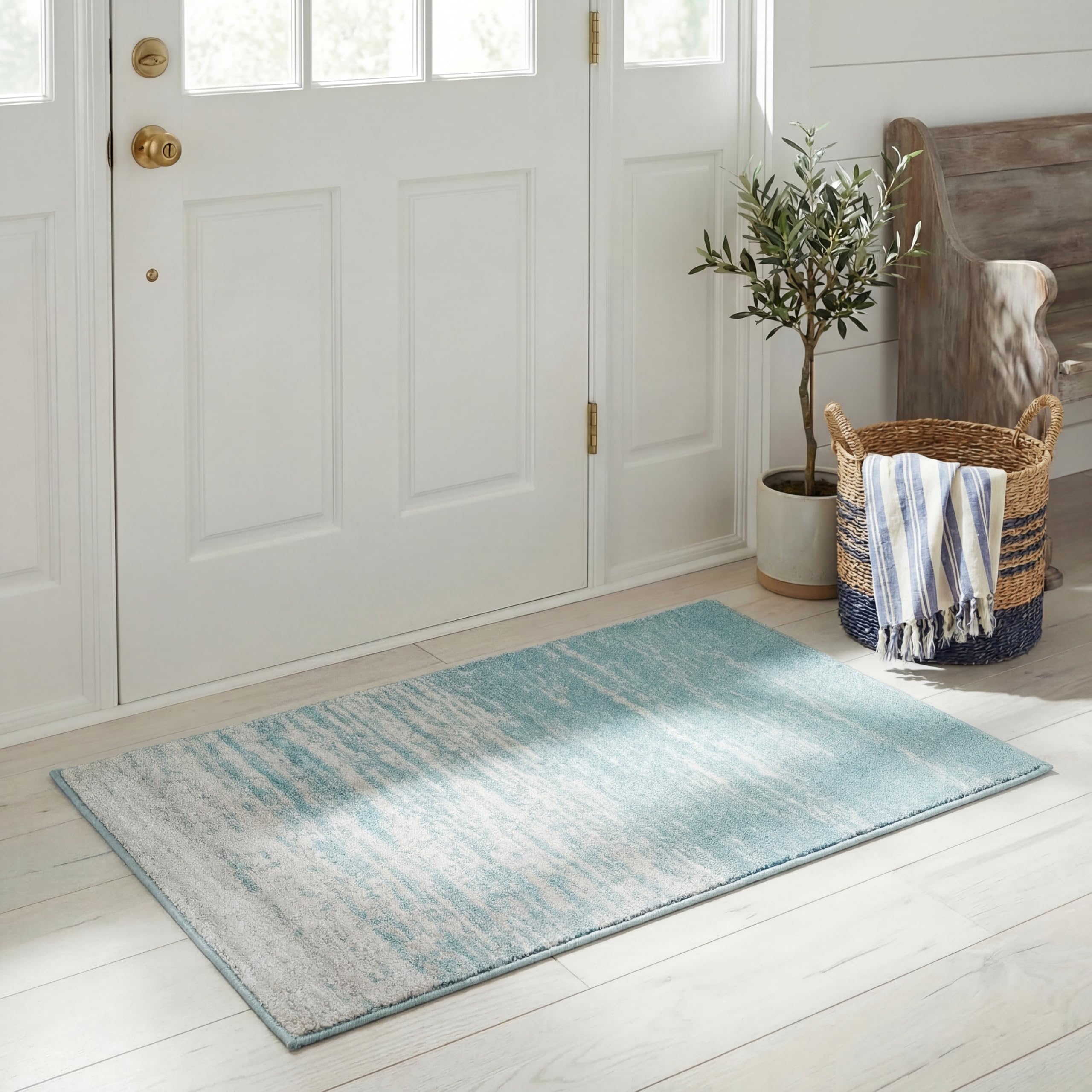 SAFAVIEH Area Rug 8x10 - Adirondack Collection - Large - Champagne & Cream, Modern Ombre Design, Non Shedding & Easy to Clean, Ideal for Living Room, Bedroom, Office, Dining Space (ADR113W)