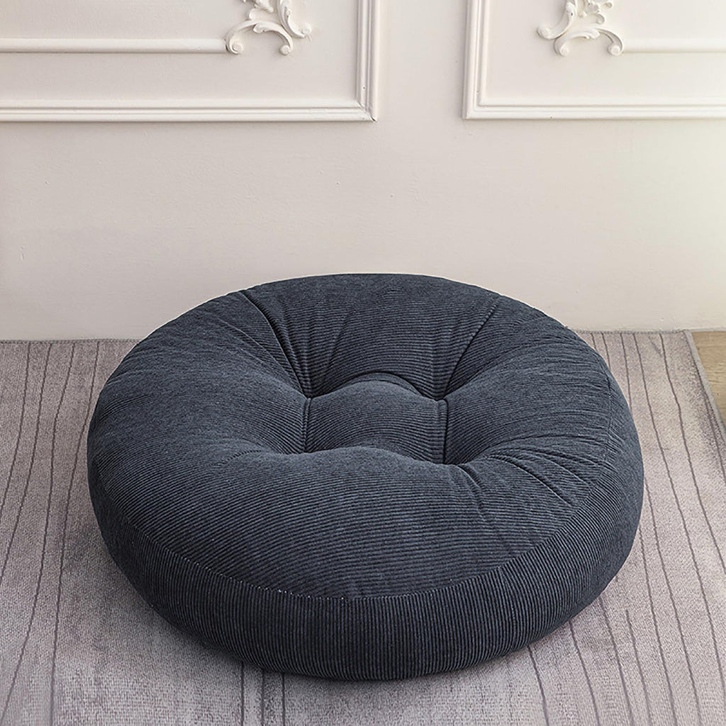 Off-White Round Corduroy Floor Pillow 18", Warm Thick Seat Cushion for Home