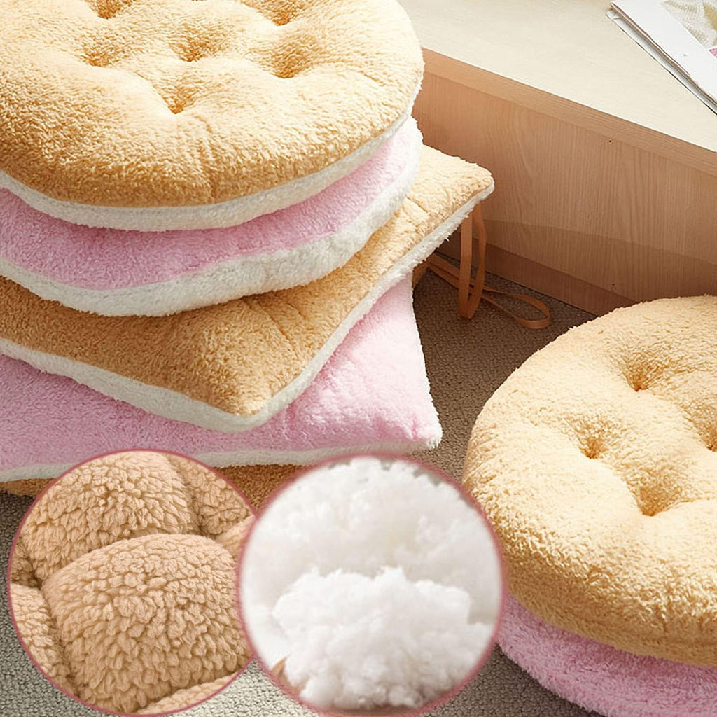 Comfortable Square and Round Artificial Lambswool Chair Pads,Soft Fluffy Chair Seat Cushion Plush Cushions Seat Pad for Home Office Meditation (14 inch(35cm), Round-Off-White)