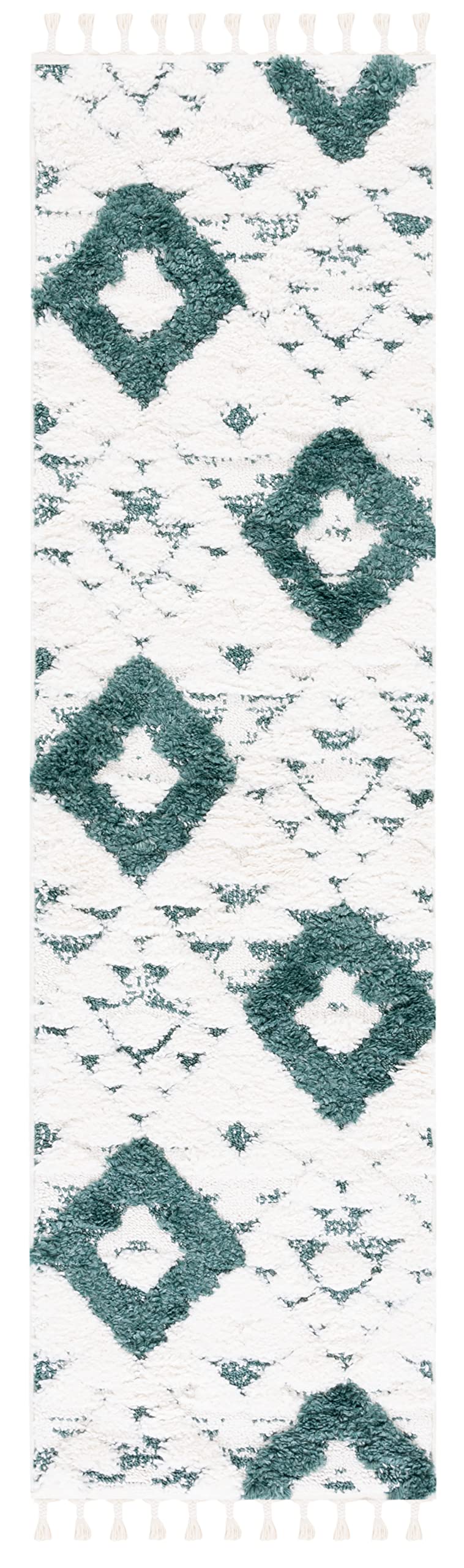 SAFAVIEH Moroccan Tassel Shag Collection Area Rug - 5'3" x 7'6", Ivory, Non-Shedding & Easy to Clean, Plush High-Low Texture, Ideal for Living Room, Bedroom, Dining Space (MTS688C)