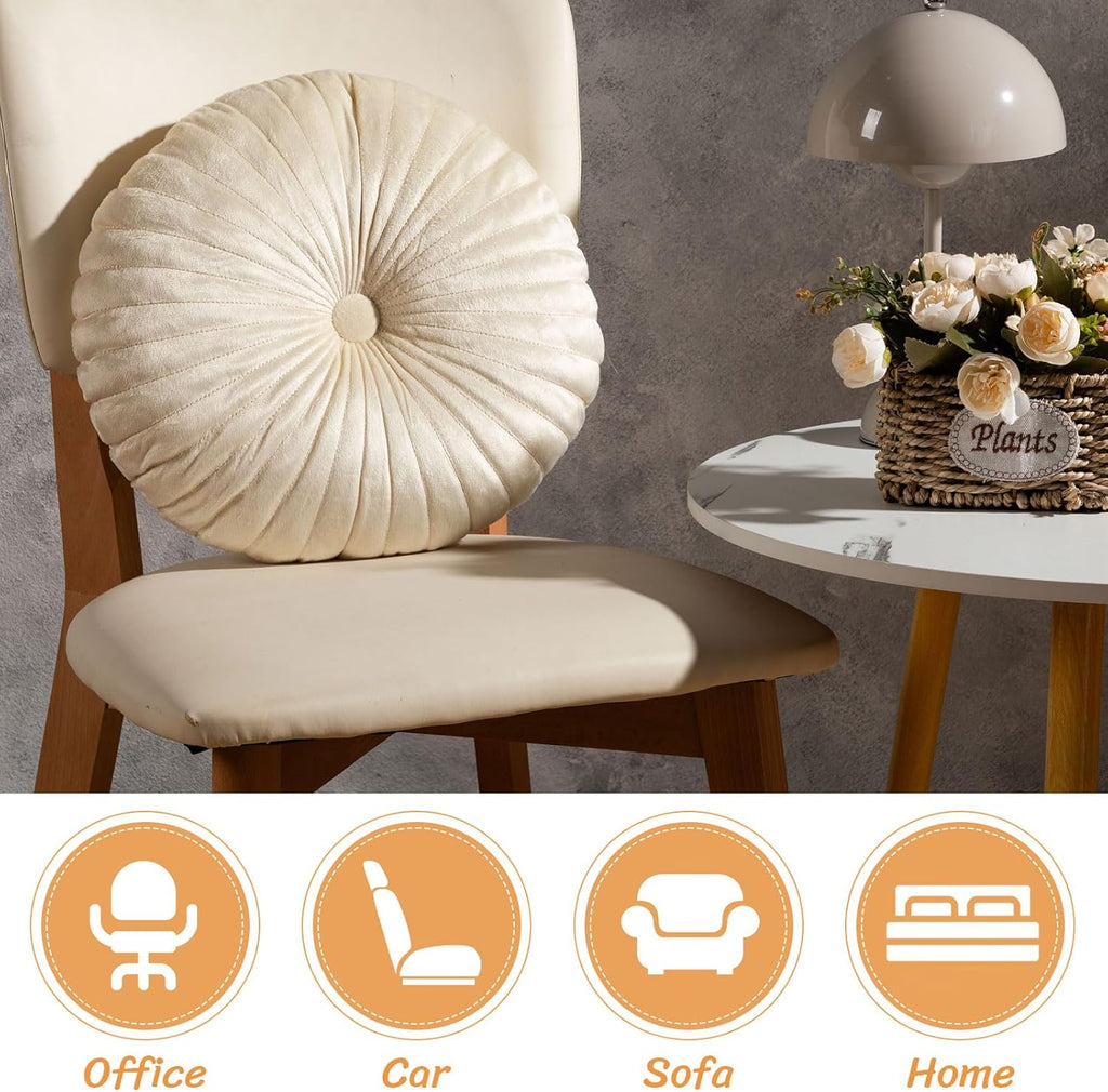 WovWeave 6 Pcs 13.8 Inch Round Velvet Floor Cushions Classroom Decorative Pleated Throw Pillows Bulk Vintage Pumpkin Seating Cushions for Home Daycare Nursery Couch Sofa Yoga Meditation(Vivid Color)