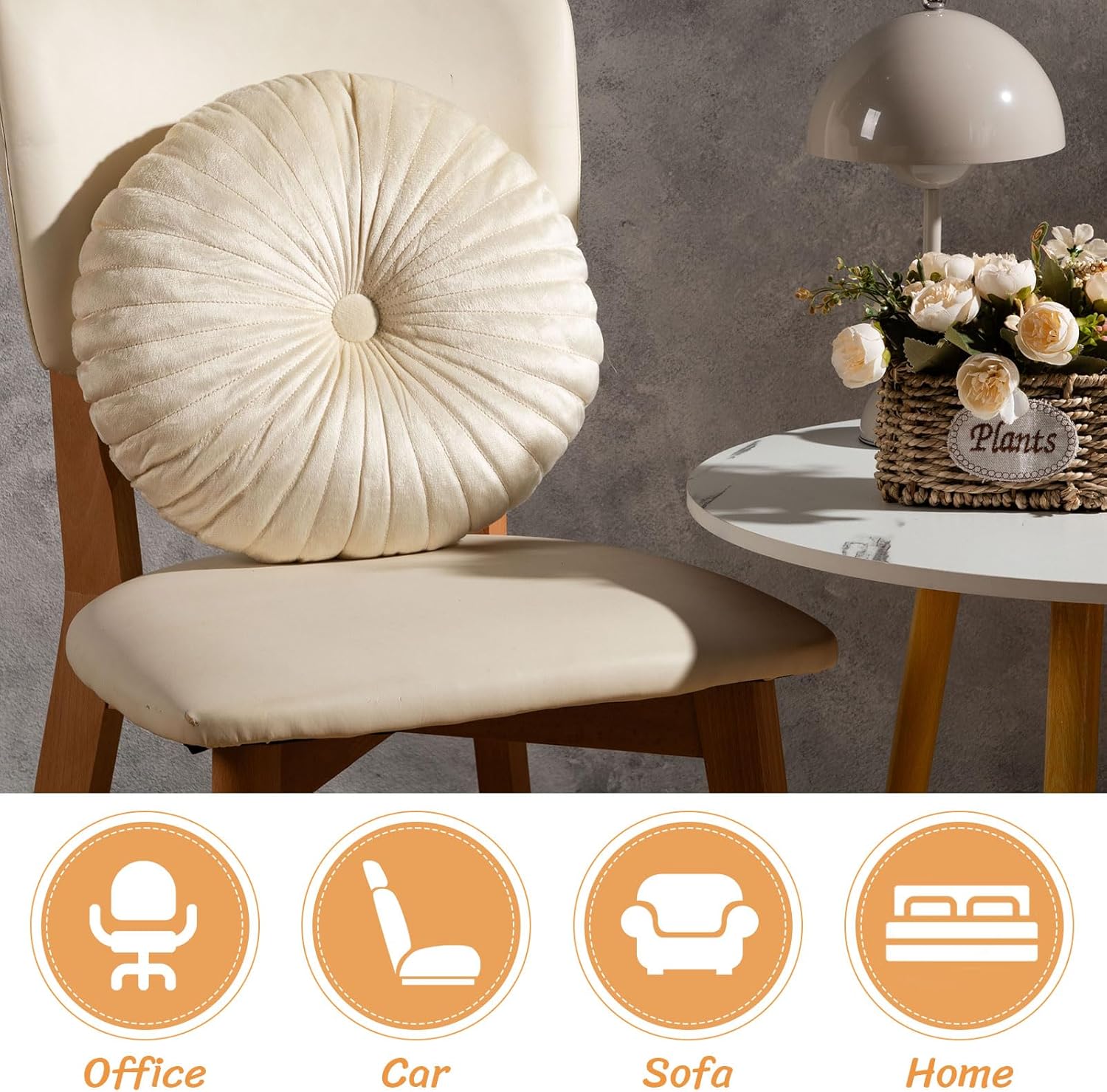 WovWeave 6 Pcs 13.8 Inch Round Velvet Floor Cushions Classroom Decorative Pleated Throw Pillows Bulk Vintage Pumpkin Seating Cushions for Home Daycare Nursery Couch Sofa Yoga Meditation(Vivid Color)
