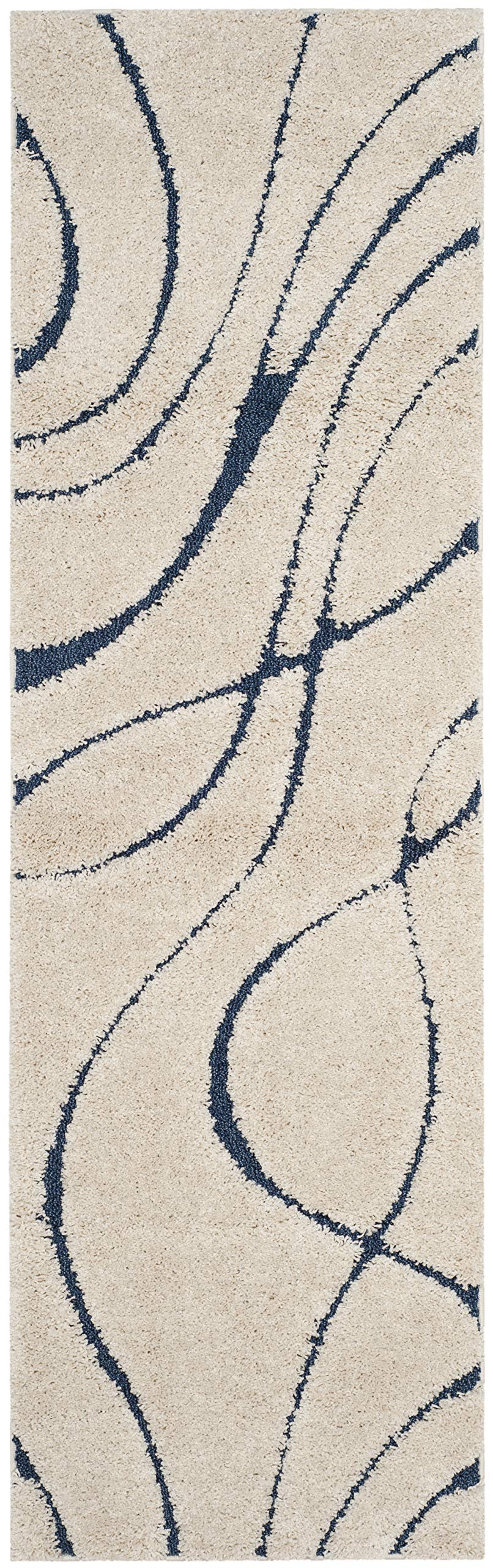 SAFAVIEH Florida Shag Collection Area Rug - 5'3" x 7'6", Cream & Beige, Non-Shedding & Easy Care, 1.2-inch Thick Ideal for High Traffic Areas in Living Room, Bedroom (SG471-1113)