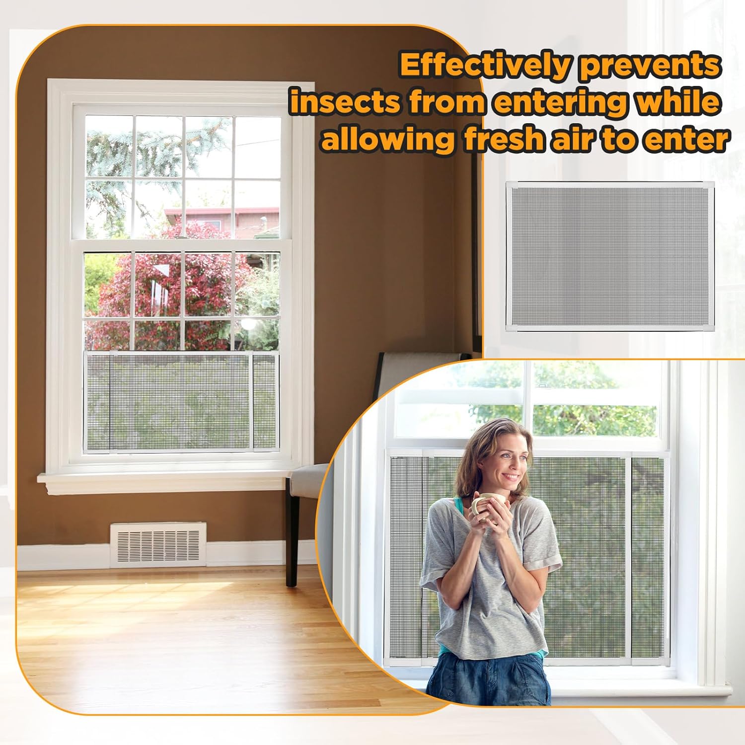 Treela 6 Pack Adjustable Expandable Window Screens, 20" H x 28"-54" W, Large Horizontal Sliding Window Mesh Inserts, Mosquito and Pet Proof Retractable Screen Replacements for Home