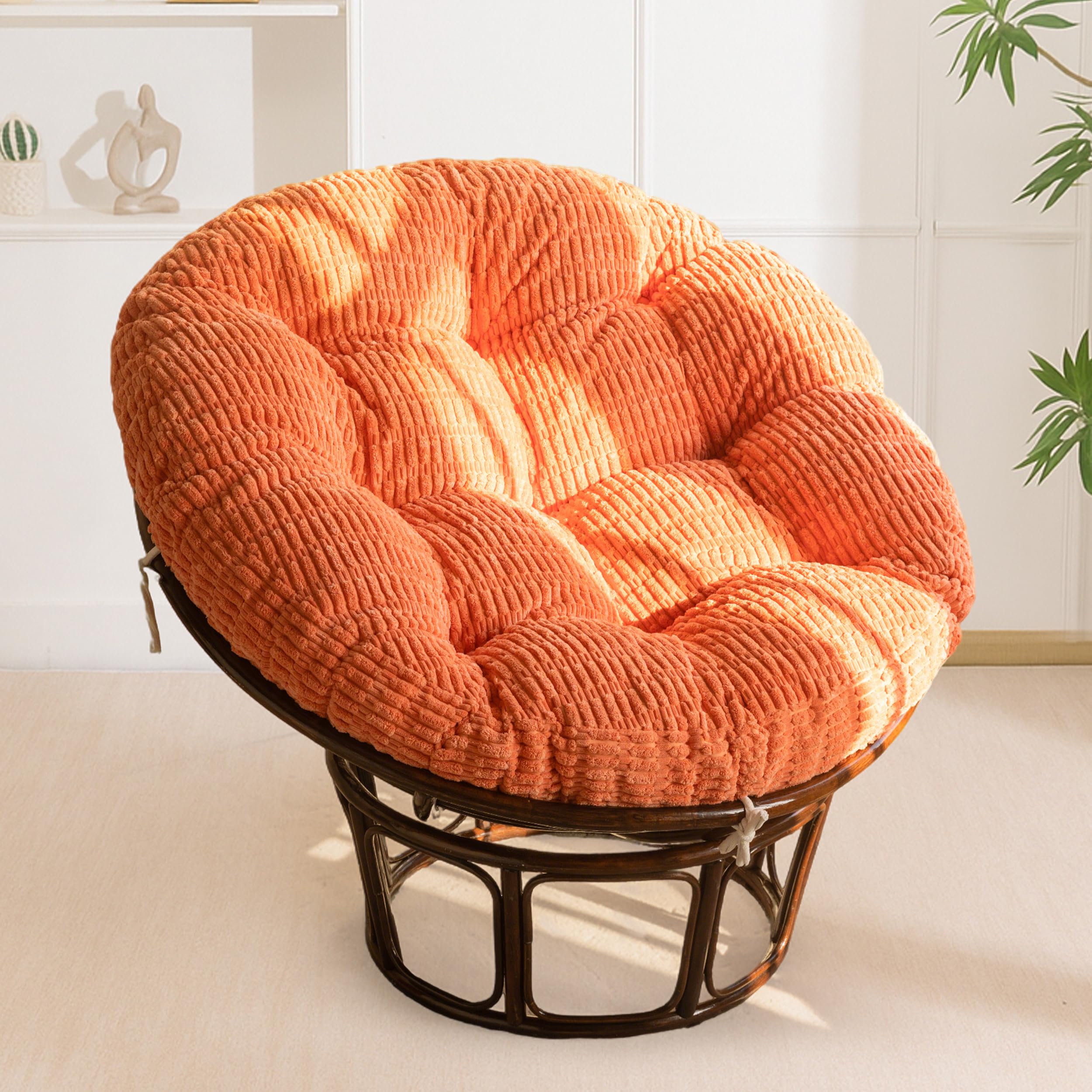 HIGOGOGO Papasan Chair Cushion with Thick Corduroy Cover (Without Chair), Supportive Cushion, Beige, 48 x 48 Inch
