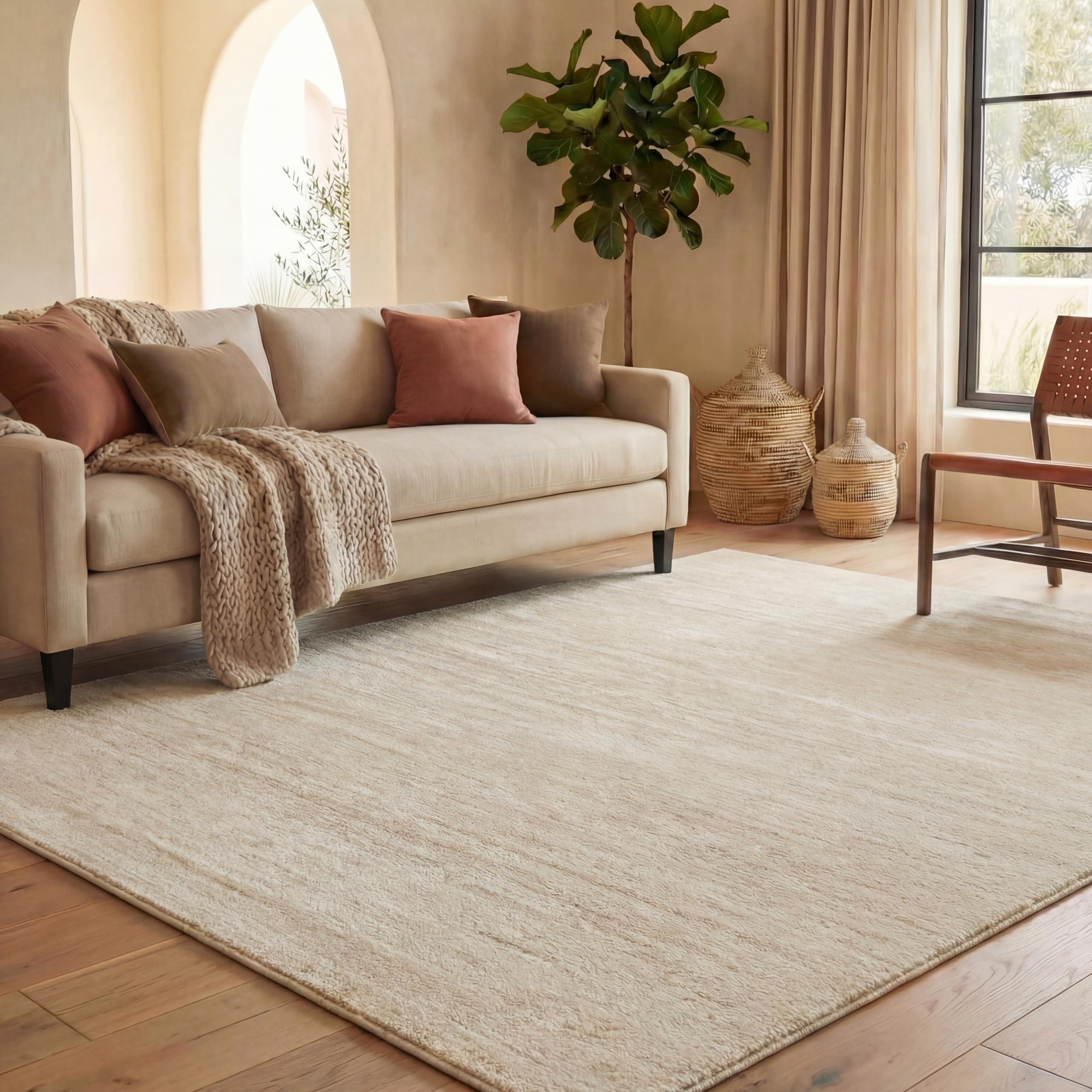 SAFAVIEH Area Rug 8x10 - Adirondack Collection - Large - Champagne & Cream, Modern Ombre Design, Non Shedding & Easy to Clean, Ideal for Living Room, Bedroom, Office, Dining Space (ADR113W)