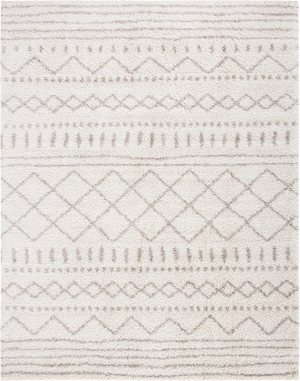 SAFAVIEH Arizona Shag Collection Area Rug - 6'7" x 9'2", Ivory & Beige, Moroccan Boho Design, Non-Shedding & Easy to Clean, Ideal for Living Room, Bedroom, Dining Space (ASG741A)