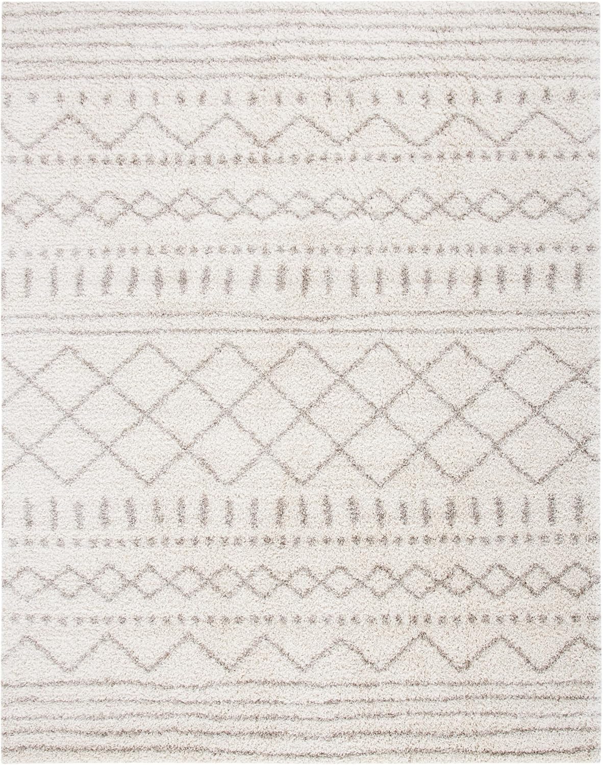 SAFAVIEH Arizona Shag Collection Area Rug - 6'7" x 9'2", Ivory & Beige, Moroccan Boho Design, Non-Shedding & Easy to Clean, Ideal for Living Room, Bedroom, Dining Space (ASG741A)