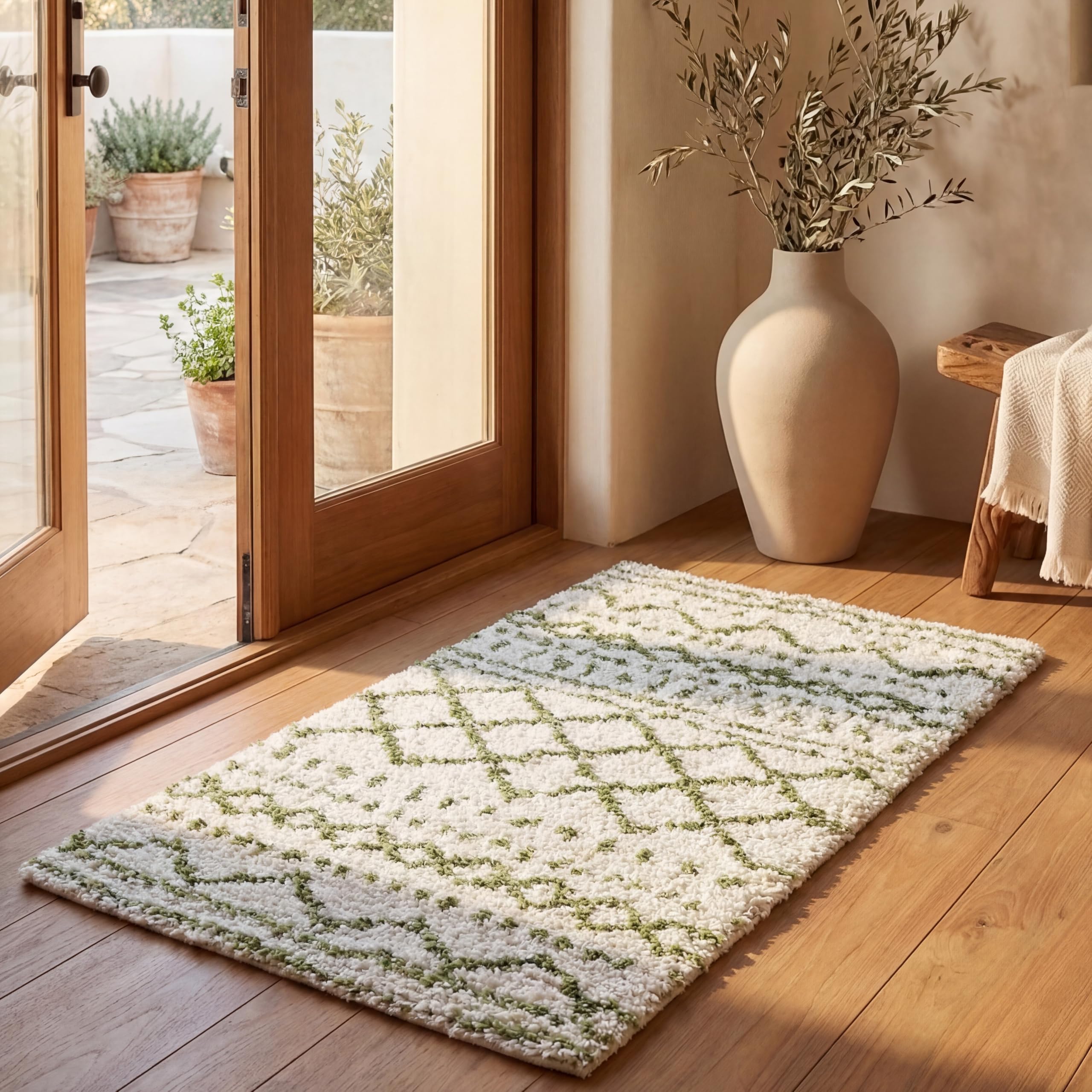 SAFAVIEH Arizona Shag Collection Area Rug - 6'7" x 9'2", Ivory & Beige, Moroccan Boho Design, Non-Shedding & Easy to Clean, Ideal for Living Room, Bedroom, Dining Space (ASG741A)