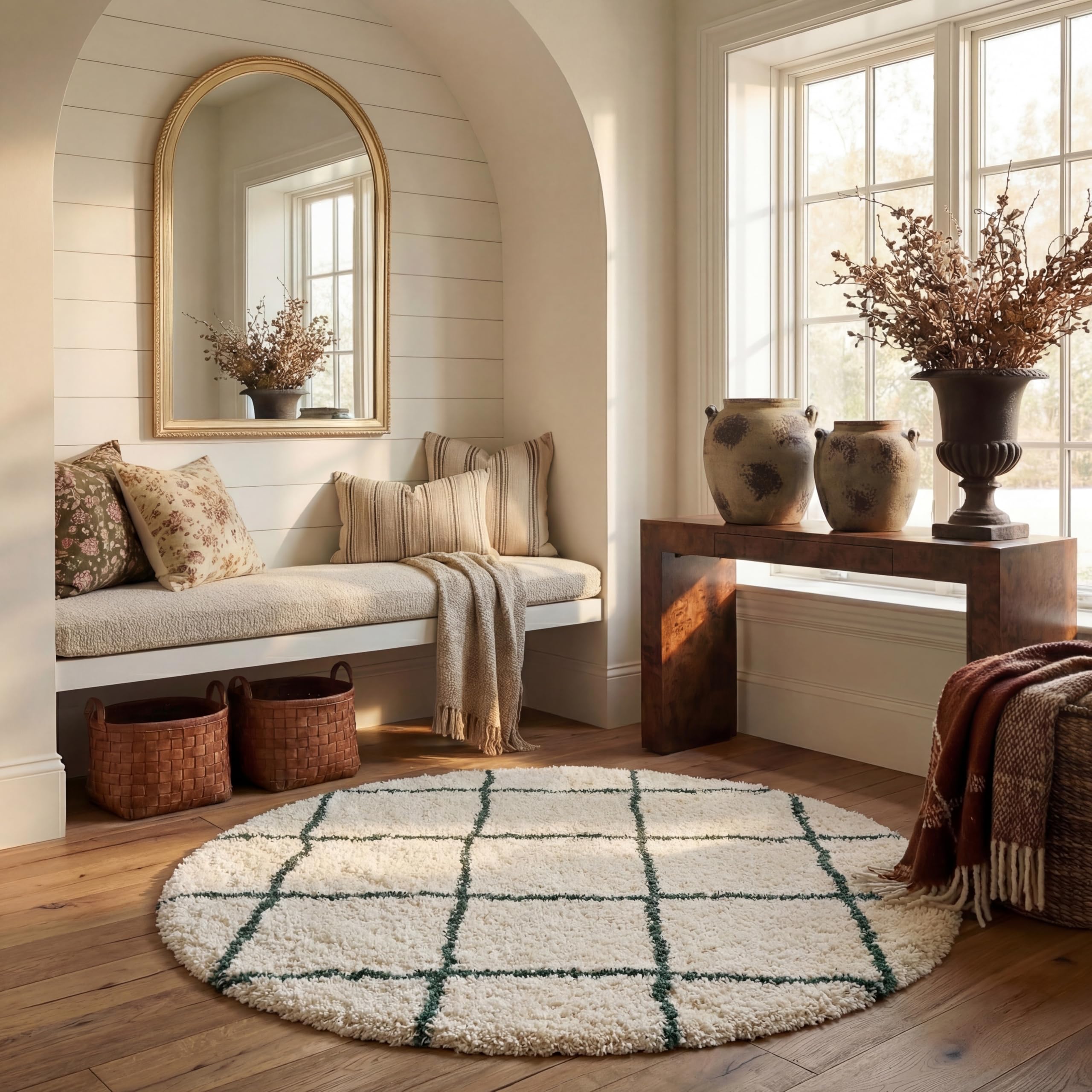 SAFAVIEH Hudson Shag Collection Area Rug - 5'3" x 7'6", Beige & Ivory, Modern Trellis Design, Non-Shedding & Easy Care, 2-inch Thick Ideal for High Traffic Areas in Living Room, Bedroom (SGH281S)