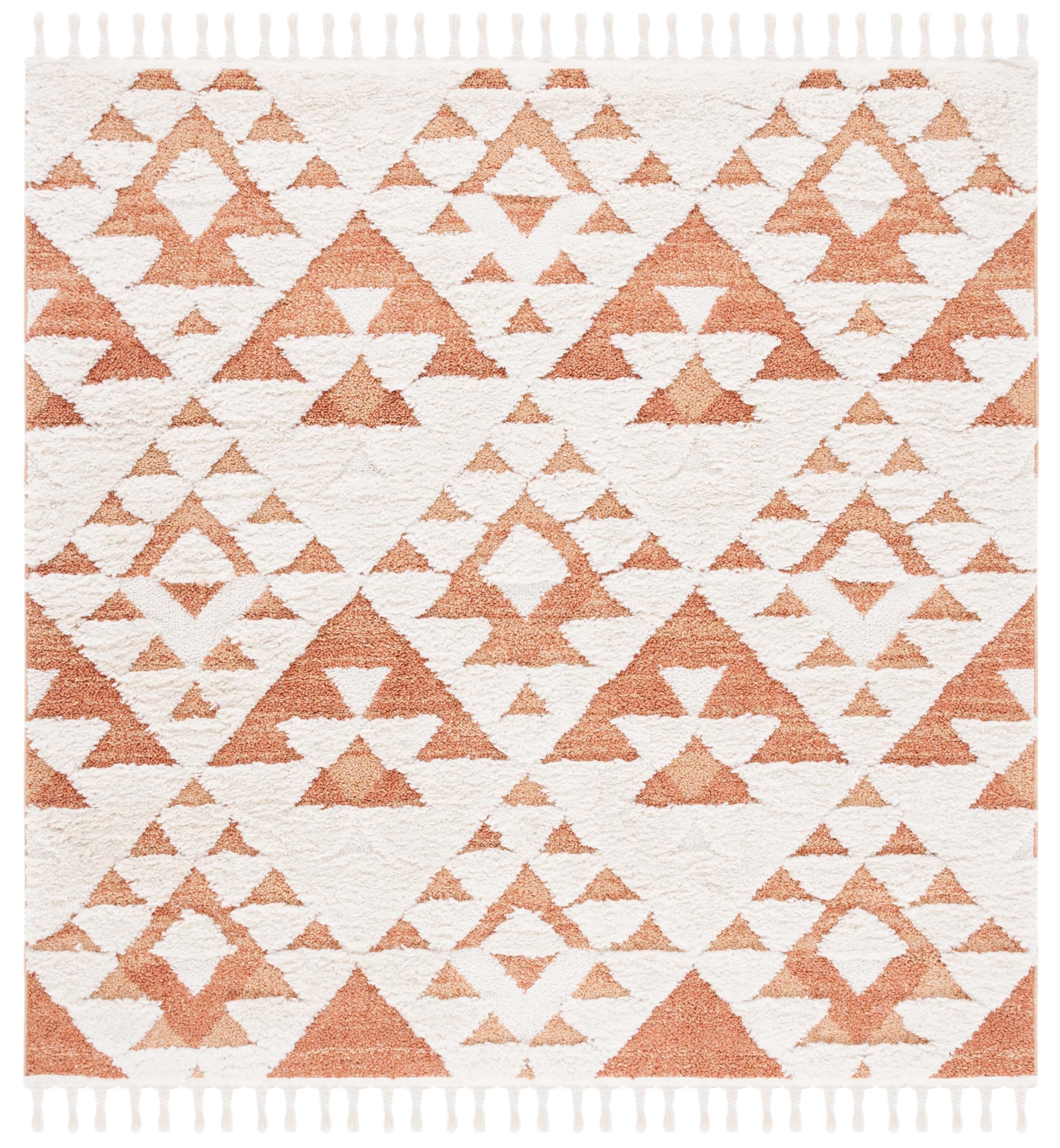 SAFAVIEH Moroccan Tassel Shag Collection Area Rug - 5'3" x 7'6", Ivory, Non-Shedding & Easy to Clean, Plush High-Low Texture, Ideal for Living Room, Bedroom, Dining Space (MTS688C)