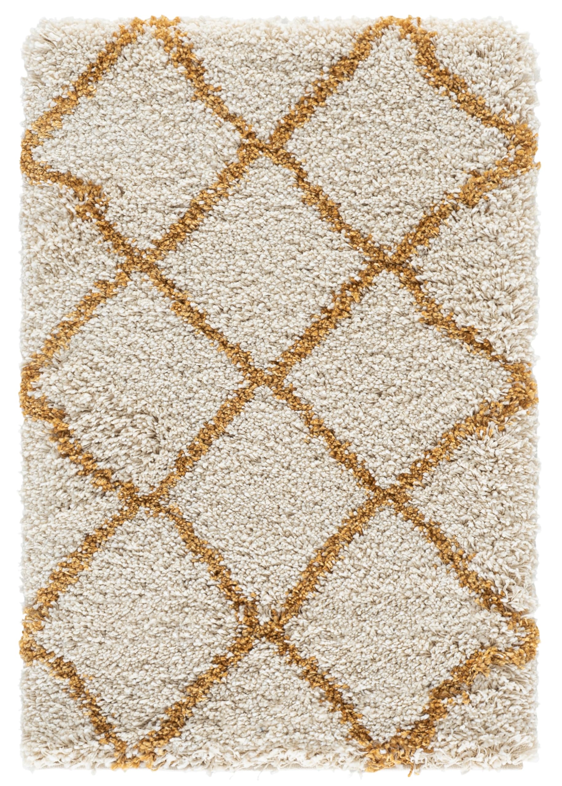 SAFAVIEH Hudson Shag Collection Area Rug - 5'3" x 7'6", Beige & Ivory, Modern Trellis Design, Non-Shedding & Easy Care, 2-inch Thick Ideal for High Traffic Areas in Living Room, Bedroom (SGH281S)