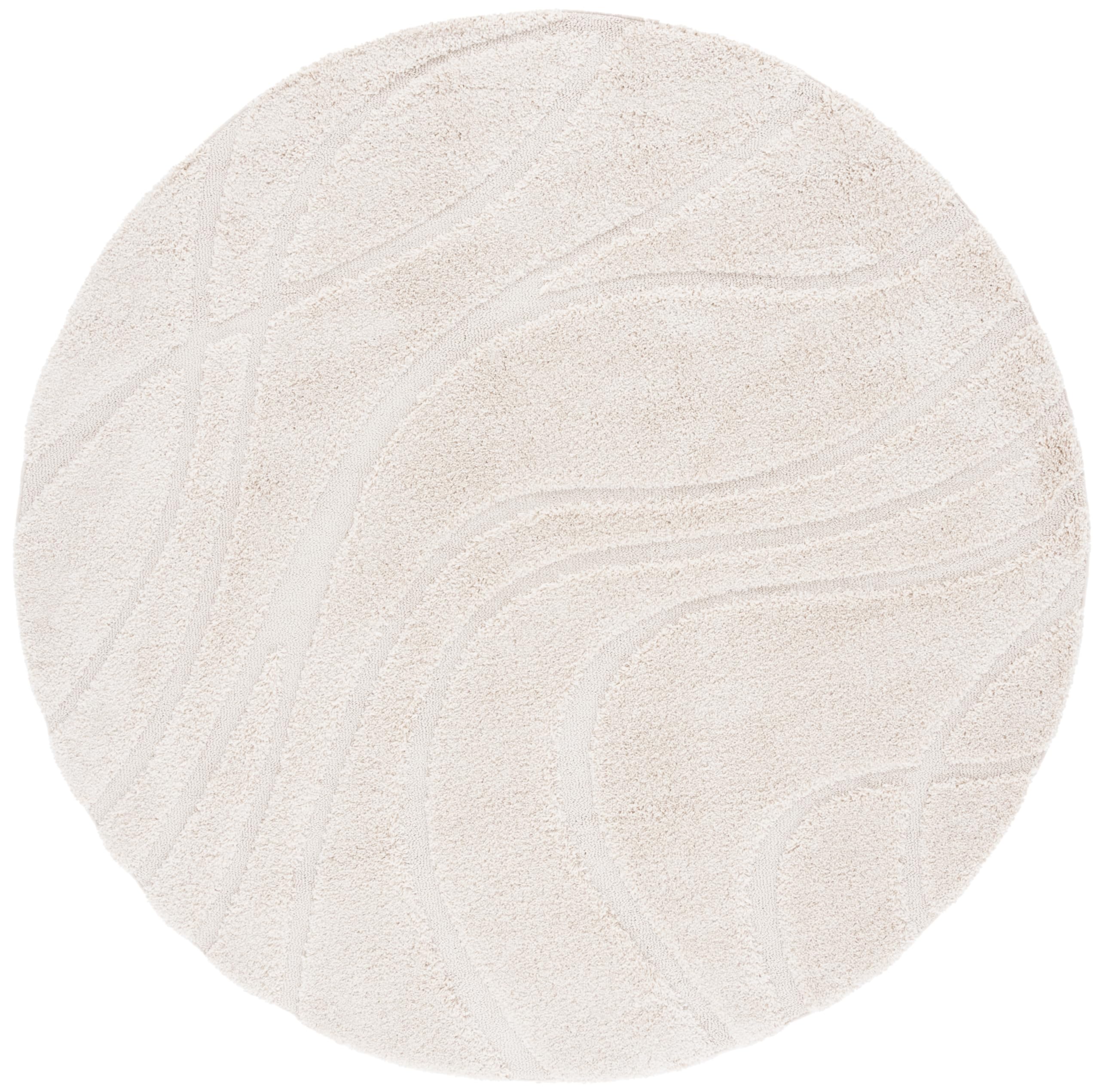 SAFAVIEH Florida Shag Collection Area Rug - 5'3" x 7'6", Cream & Beige, Non-Shedding & Easy Care, 1.2-inch Thick Ideal for High Traffic Areas in Living Room, Bedroom (SG471-1113)