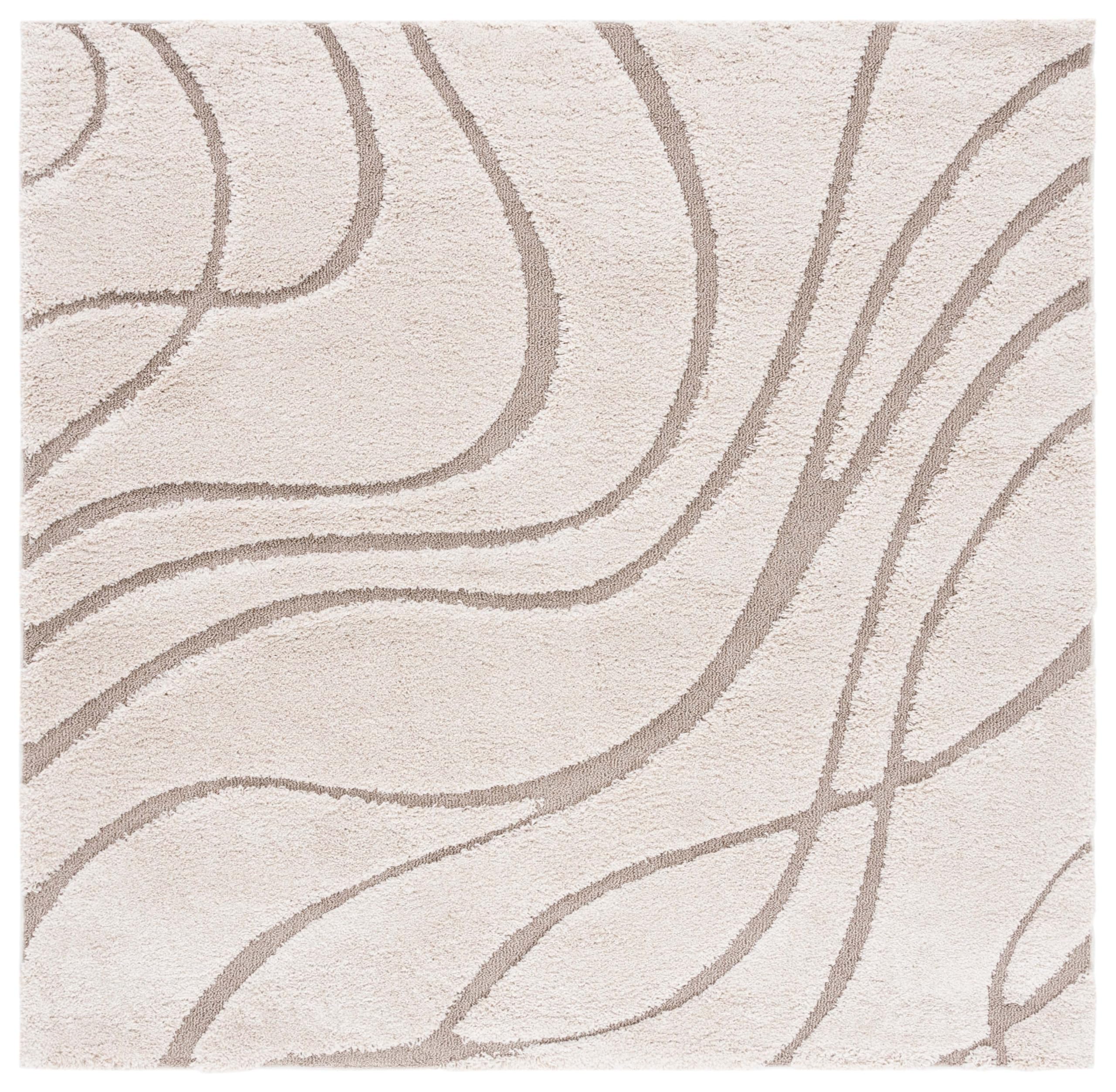 SAFAVIEH Florida Shag Collection Area Rug - 5'3" x 7'6", Cream & Beige, Non-Shedding & Easy Care, 1.2-inch Thick Ideal for High Traffic Areas in Living Room, Bedroom (SG471-1113)