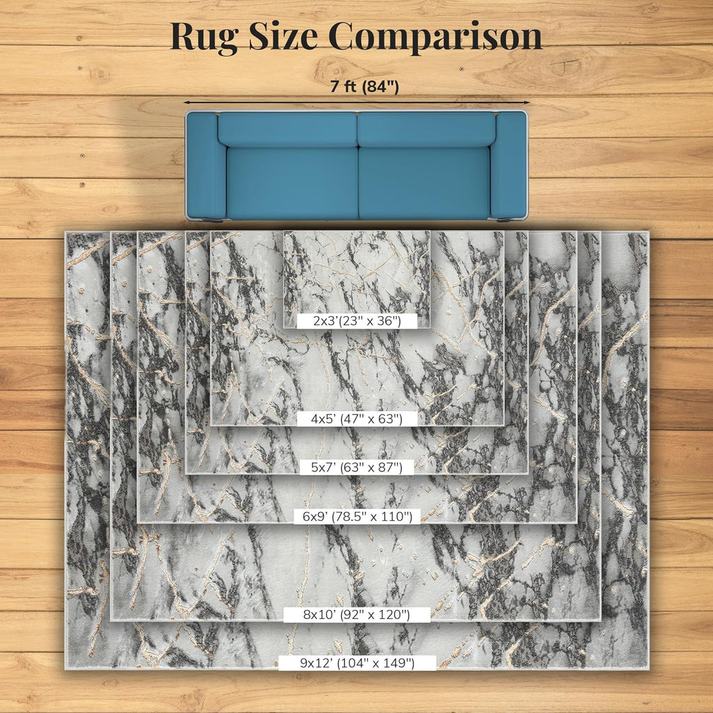 LUXE WEAVERS Ivory Gold 8x10 Marble Abstract Area Rug