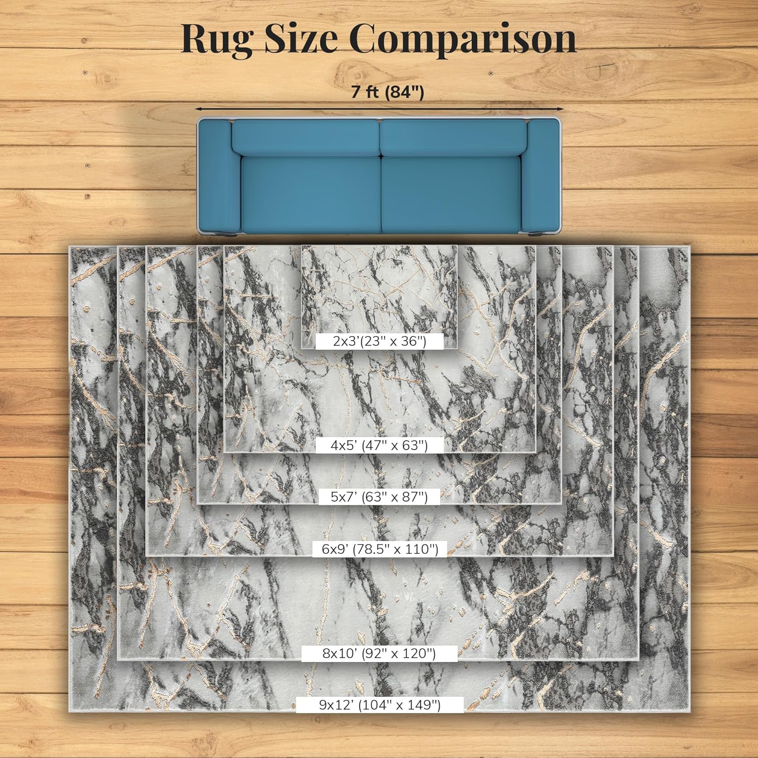 LUXE WEAVERS Ivory Gold 8x10 Marble Abstract Area Rug