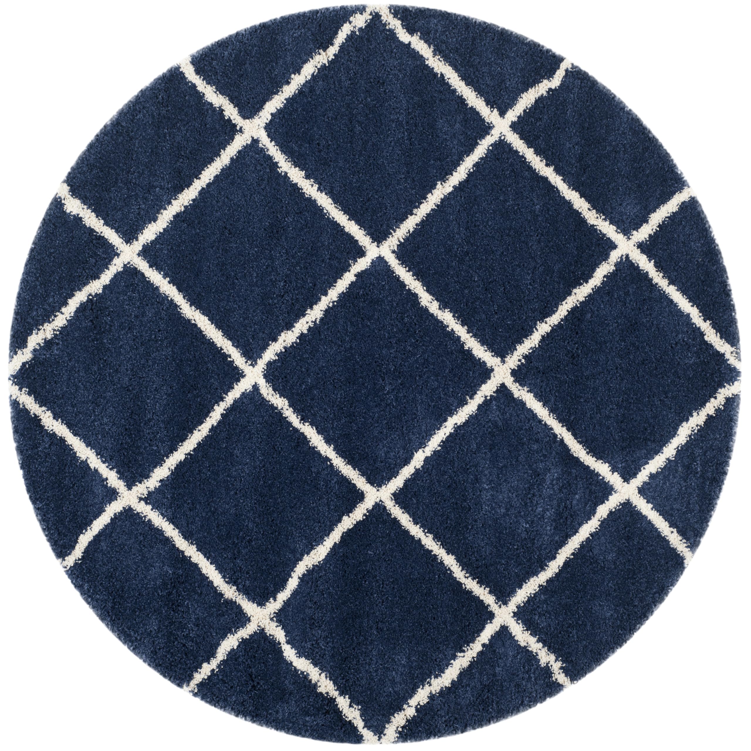SAFAVIEH Hudson Shag Collection Area Rug - 5'3" x 7'6", Beige & Ivory, Modern Trellis Design, Non-Shedding & Easy Care, 2-inch Thick Ideal for High Traffic Areas in Living Room, Bedroom (SGH281S)