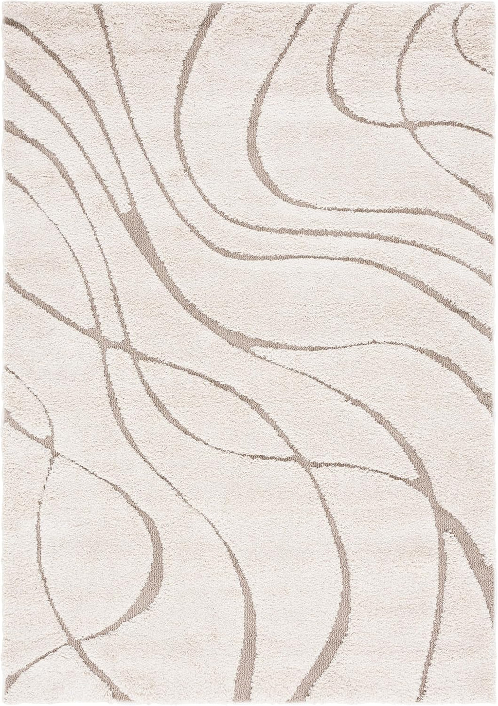 SAFAVIEH Florida Shag Collection Area Rug - 5'3" x 7'6", Cream & Beige, Non-Shedding & Easy Care, 1.2-inch Thick Ideal for High Traffic Areas in Living Room, Bedroom (SG471-1113)