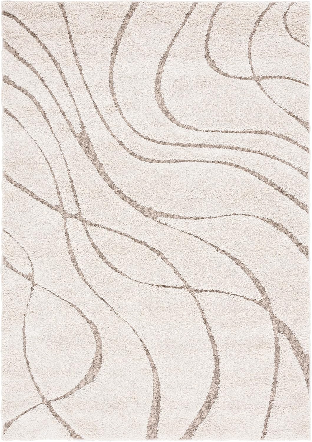 SAFAVIEH Florida Shag Collection Area Rug - 5'3" x 7'6", Cream & Beige, Non-Shedding & Easy Care, 1.2-inch Thick Ideal for High Traffic Areas in Living Room, Bedroom (SG471-1113)