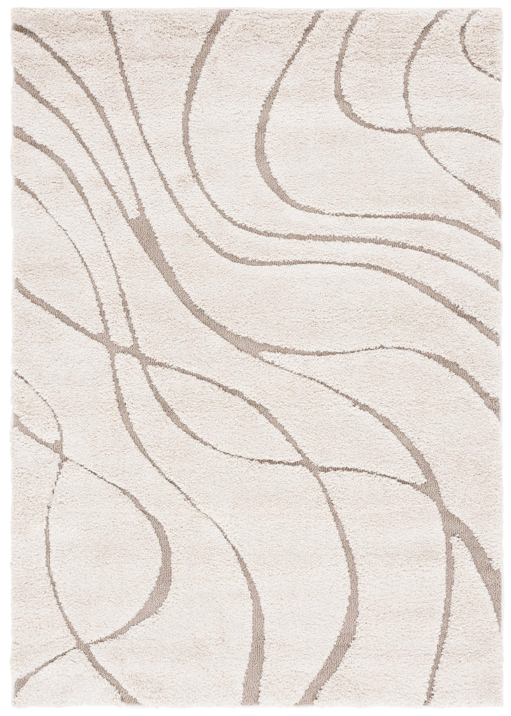 SAFAVIEH Florida Shag Collection Area Rug - 5'3" x 7'6", Cream & Beige, Non-Shedding & Easy Care, 1.2-inch Thick Ideal for High Traffic Areas in Living Room, Bedroom (SG471-1113)