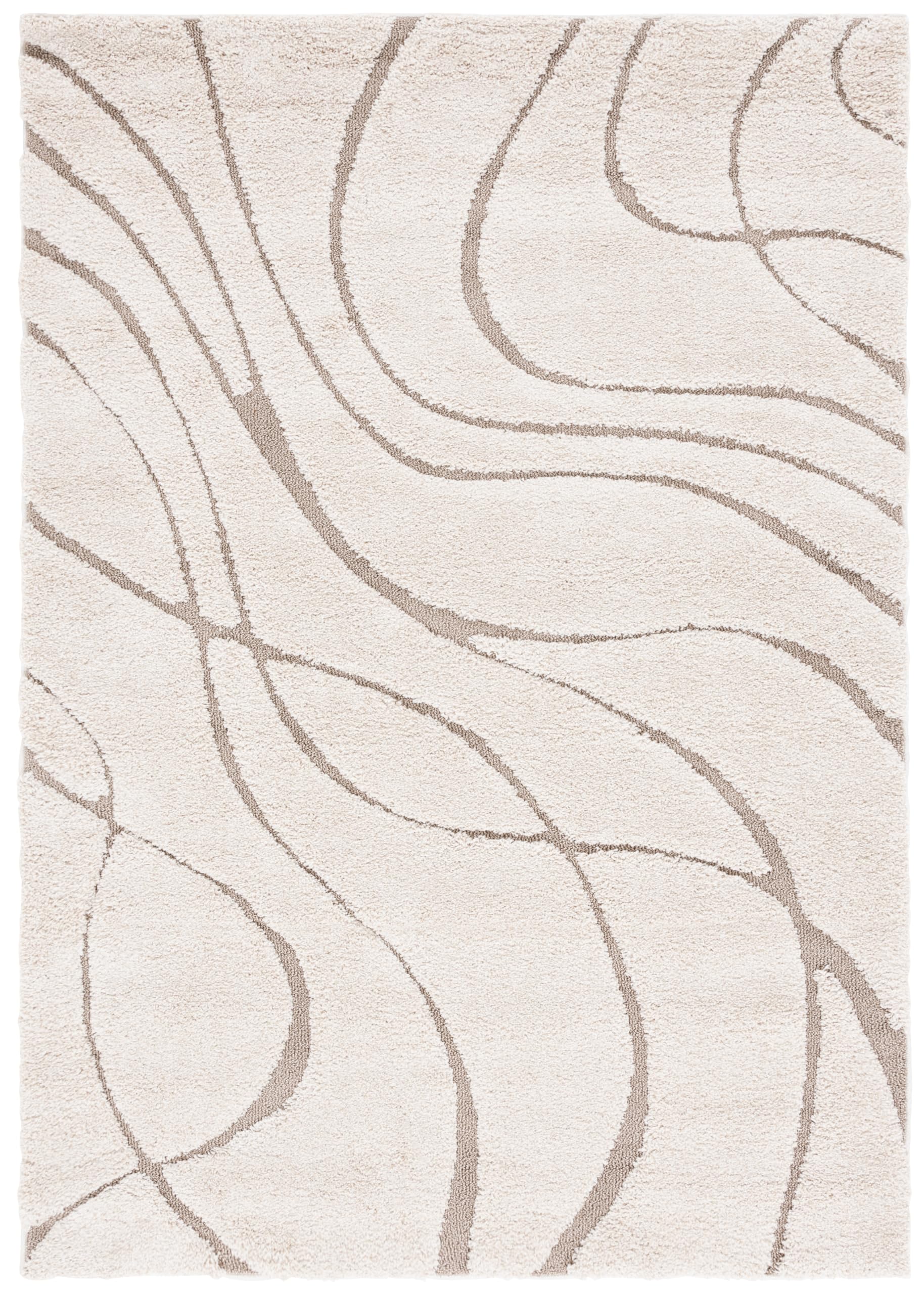 SAFAVIEH Florida Shag Collection Area Rug - 5'3" x 7'6", Cream & Beige, Non-Shedding & Easy Care, 1.2-inch Thick Ideal for High Traffic Areas in Living Room, Bedroom (SG471-1113)