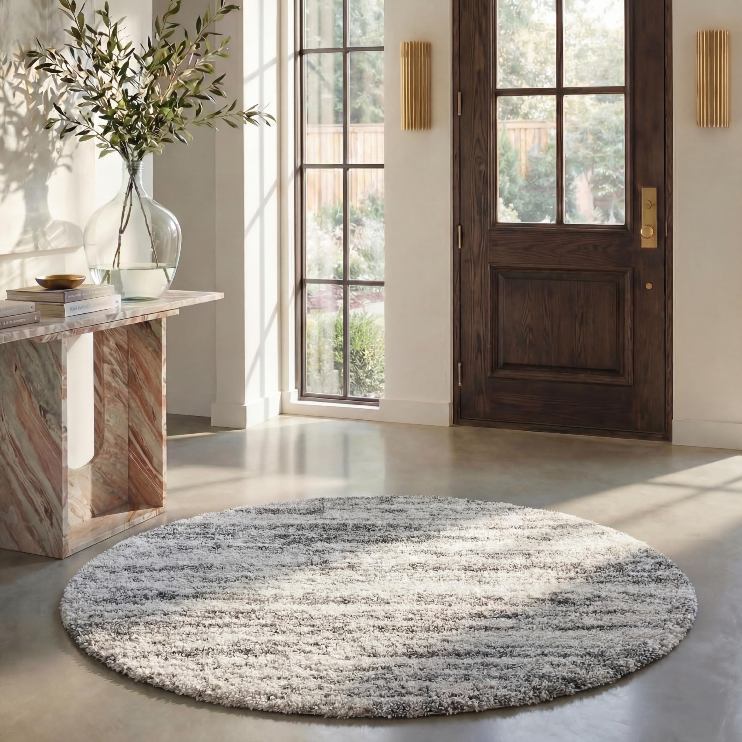 SAFAVIEH Hudson Shag Collection Area Rug - 6' x 9', Ivory & Beige, Modern Design, Non-Shedding & Easy Care, 2-inch Thick Ideal for High Traffic Areas in Living Room, Bedroom (SGH206B)