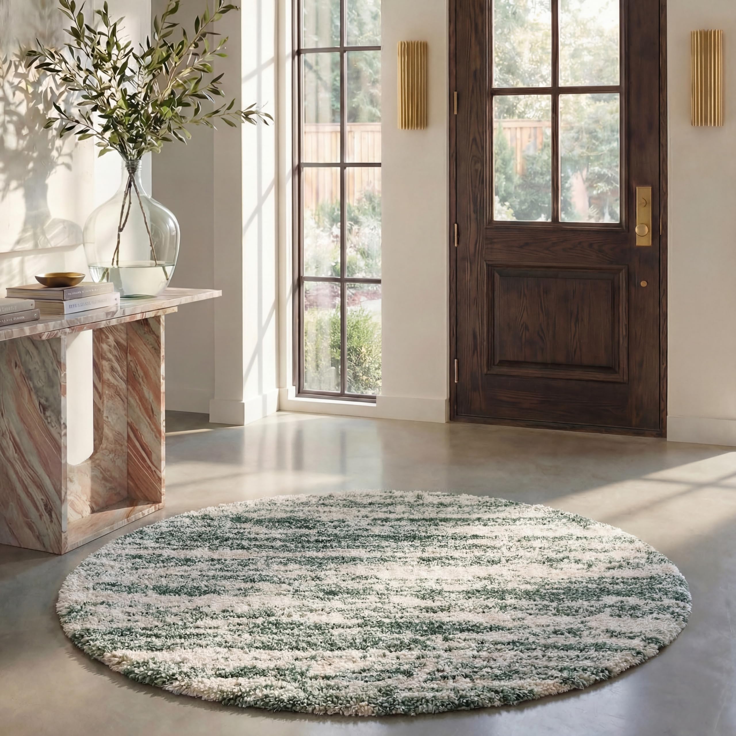SAFAVIEH Hudson Shag Collection Area Rug - 6' x 9', Ivory & Beige, Modern Design, Non-Shedding & Easy Care, 2-inch Thick Ideal for High Traffic Areas in Living Room, Bedroom (SGH206B)