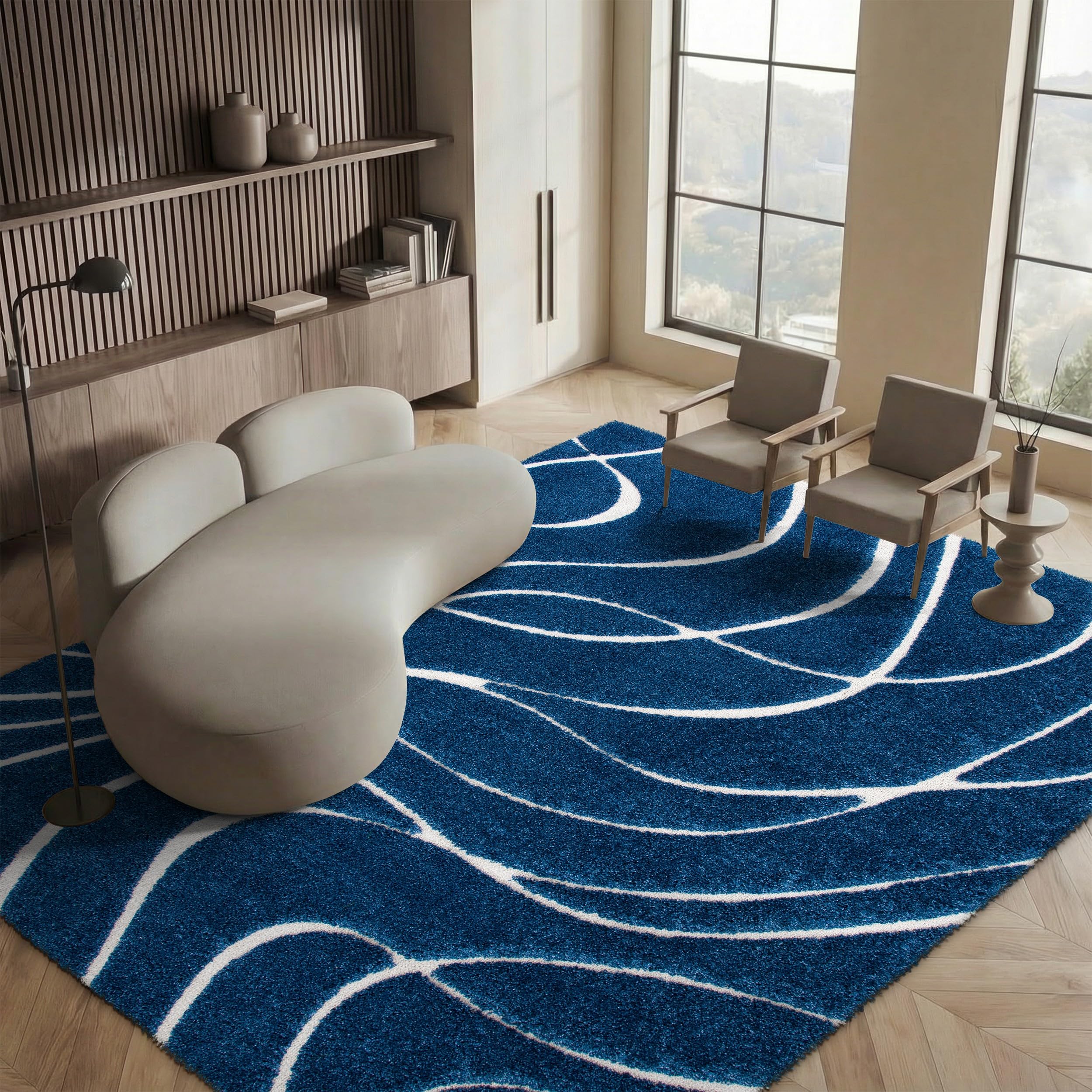 SAFAVIEH Florida Shag Collection Area Rug - 5'3" x 7'6", Cream & Beige, Non-Shedding & Easy Care, 1.2-inch Thick Ideal for High Traffic Areas in Living Room, Bedroom (SG471-1113)