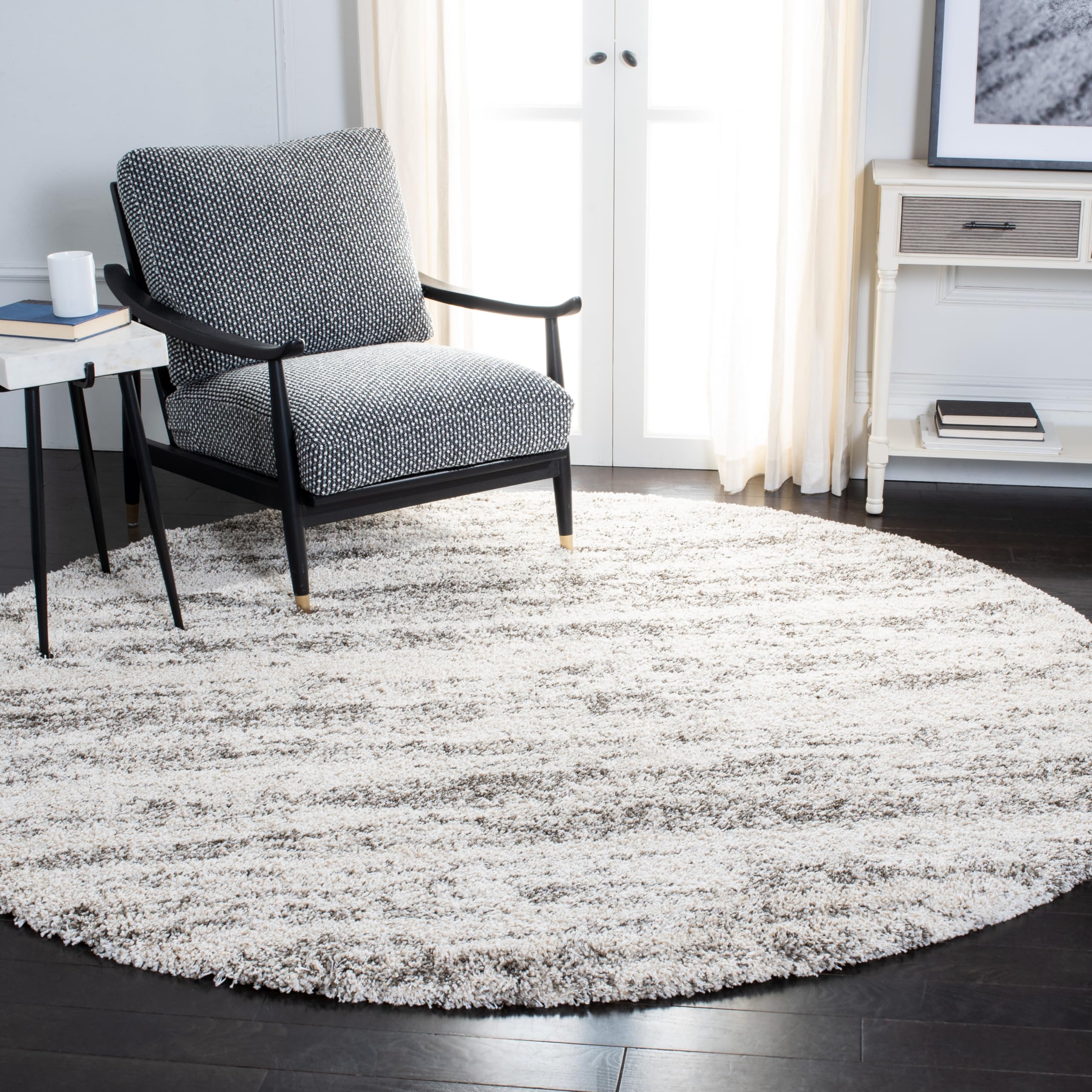 SAFAVIEH Hudson Shag Collection Area Rug - 6' x 9', Ivory & Beige, Modern Design, Non-Shedding & Easy Care, 2-inch Thick Ideal for High Traffic Areas in Living Room, Bedroom (SGH206B)