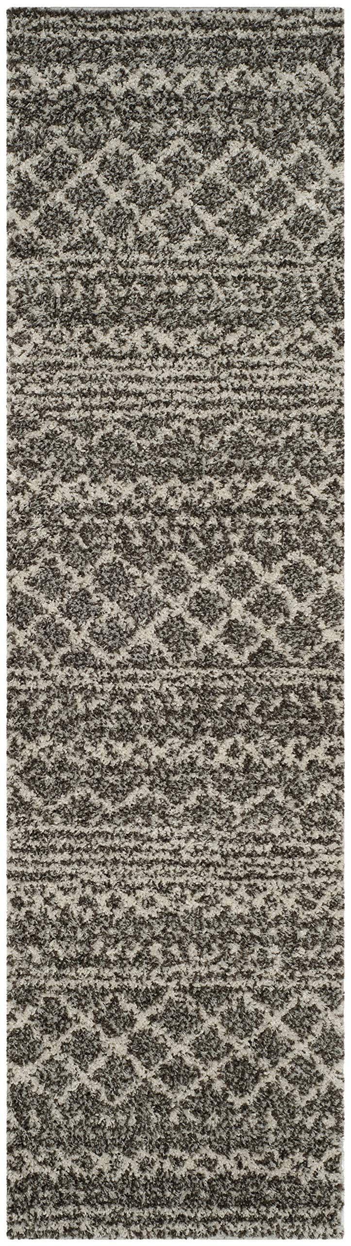 SAFAVIEH Arizona Shag Collection Area Rug - 6'7" x 9'2", Ivory & Beige, Moroccan Boho Design, Non-Shedding & Easy to Clean, Ideal for Living Room, Bedroom, Dining Space (ASG741A)