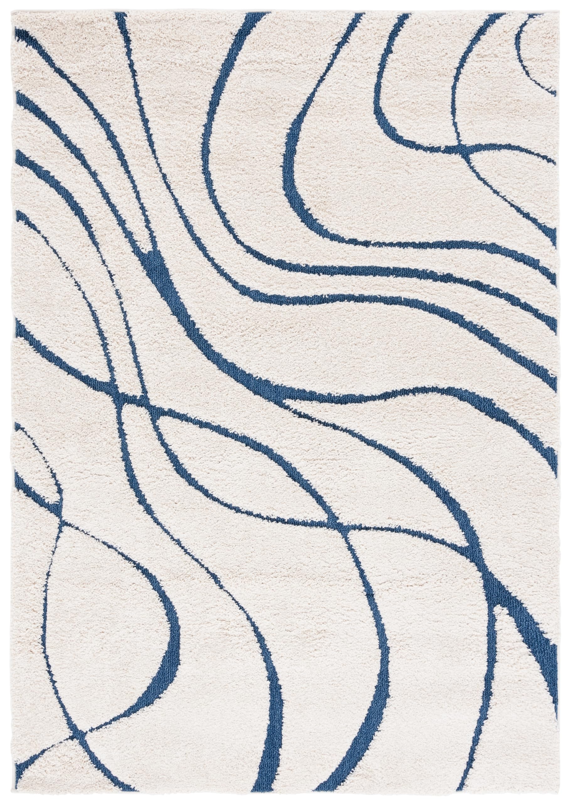 SAFAVIEH Florida Shag Collection Area Rug - 5'3" x 7'6", Cream & Beige, Non-Shedding & Easy Care, 1.2-inch Thick Ideal for High Traffic Areas in Living Room, Bedroom (SG471-1113)
