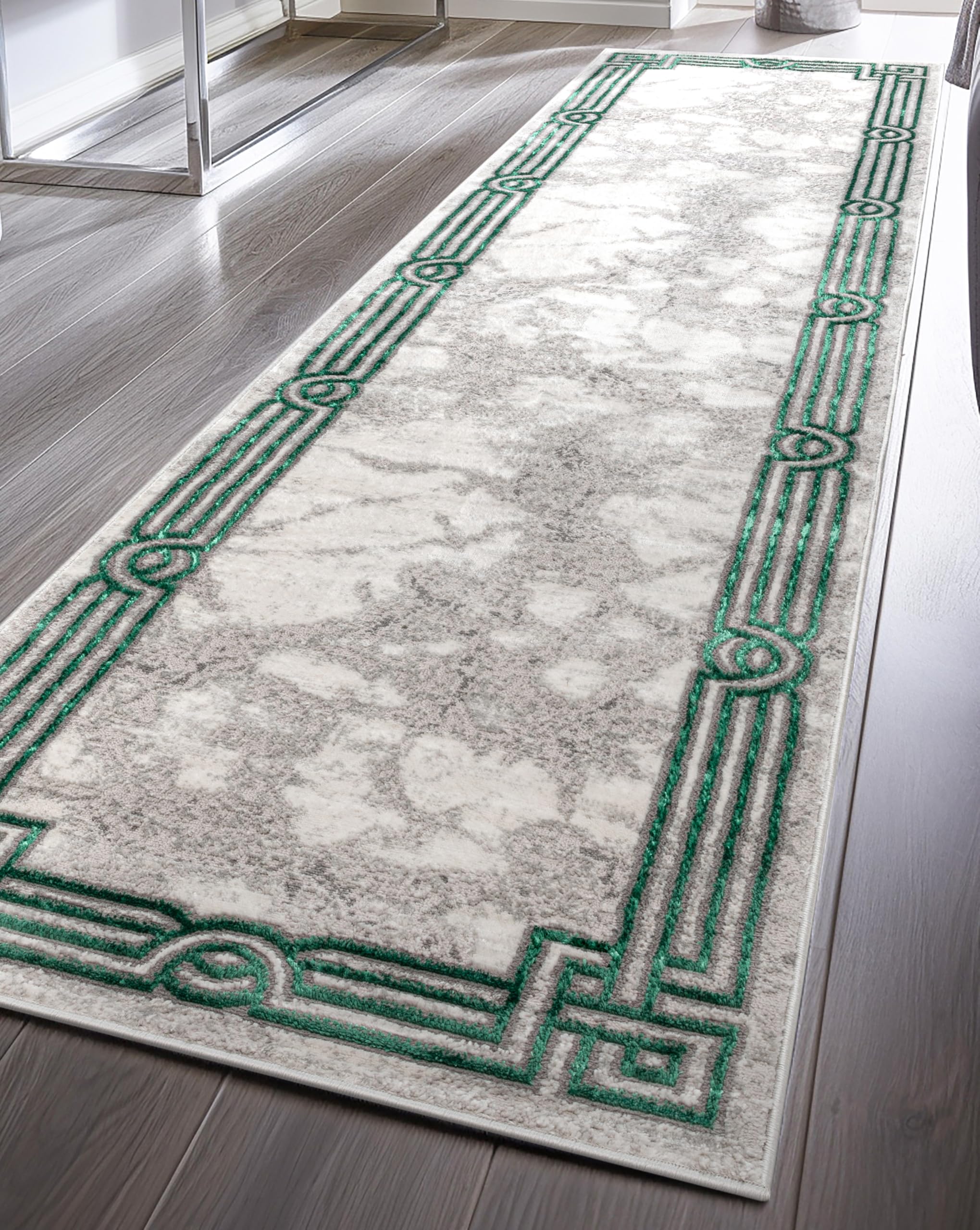 Well Woven Fairmont Collection Huntington Grey Gold & Ivory Marble Border Elegant & Soft 5x7 Area Rug Perfect for Bedroom & Living Room Durable Stain Resistant & Easy to Clean