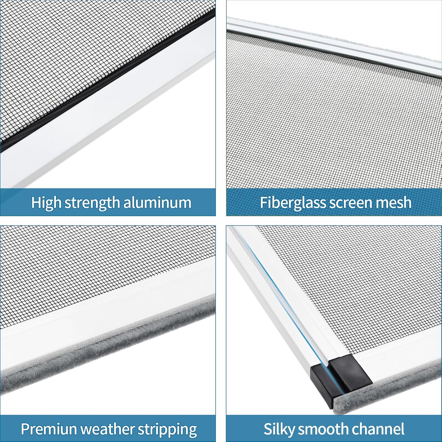 Expandable Window Screen, 2 Pack Adjustable Window Screen(18" H x 25" - 49" W) - Large Replacement Window Screens with Frame, Durable Replacement Screen for Window