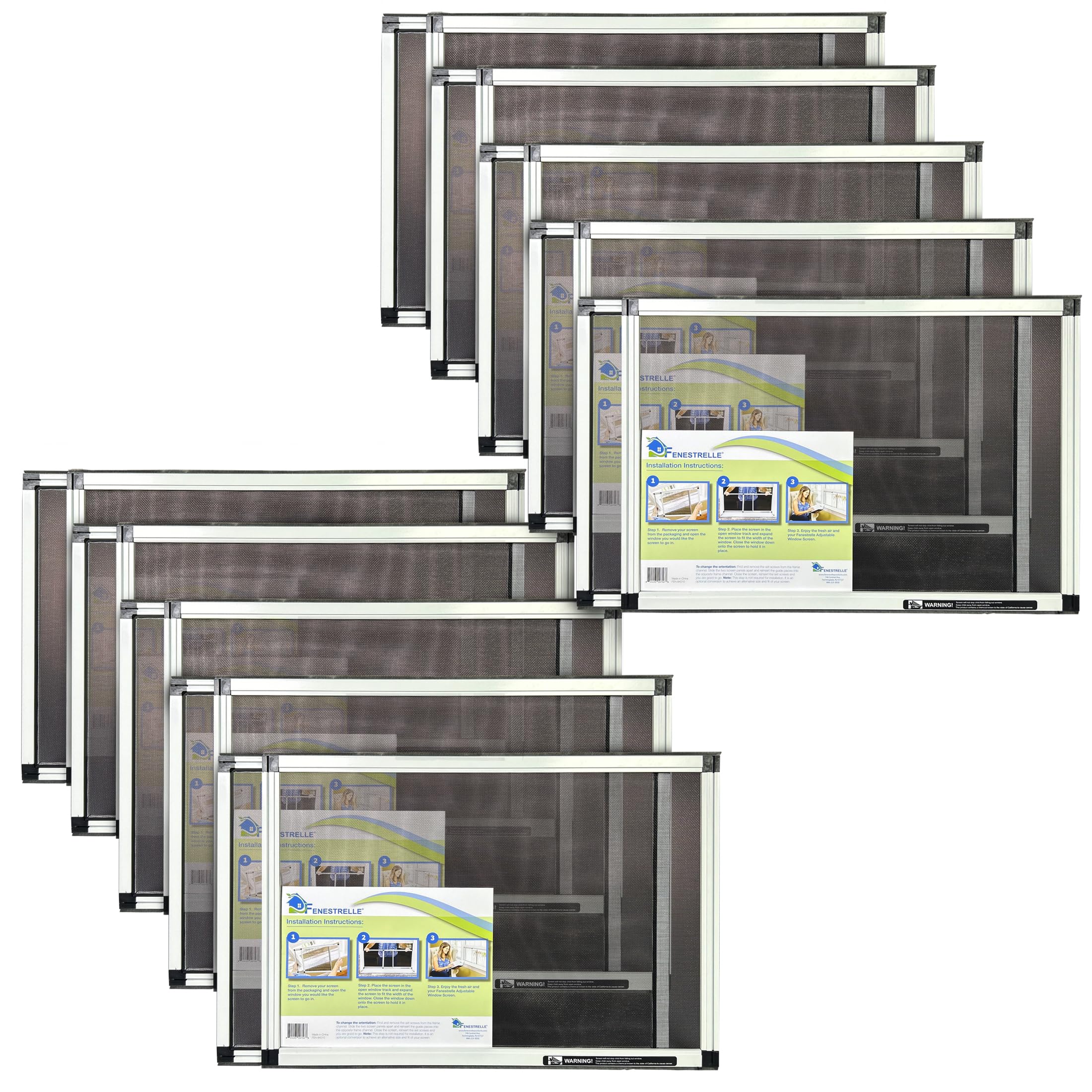 Fenestrelle Expandable Window Screen – 20″ H × 28″–54″ W Horizontal, 2‑Way Adjustable Window Screen with Flame Resistant Fiberglass Mesh, Pack of 2