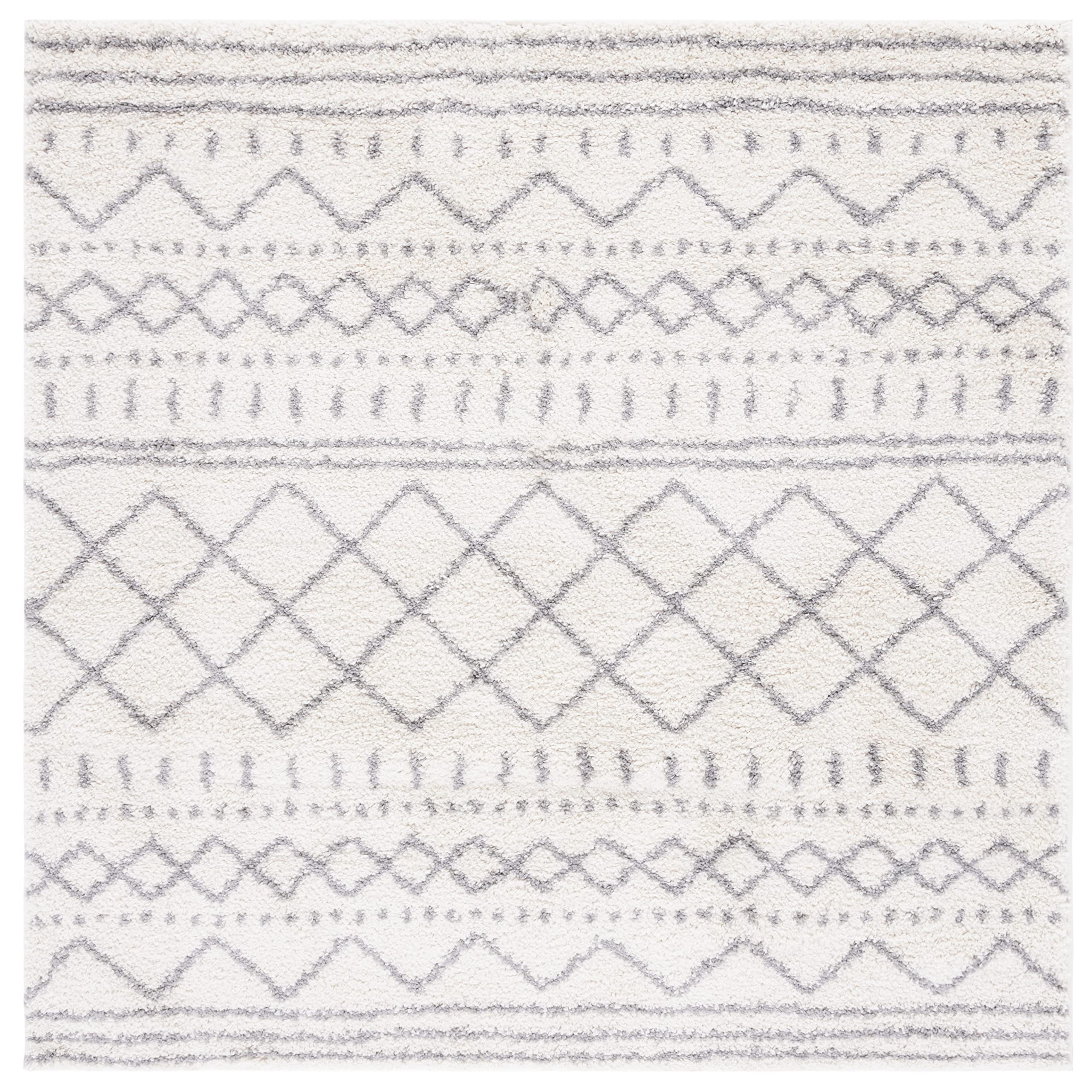 SAFAVIEH Arizona Shag Collection Area Rug - 6'7" x 9'2", Ivory & Beige, Moroccan Boho Design, Non-Shedding & Easy to Clean, Ideal for Living Room, Bedroom, Dining Space (ASG741A)