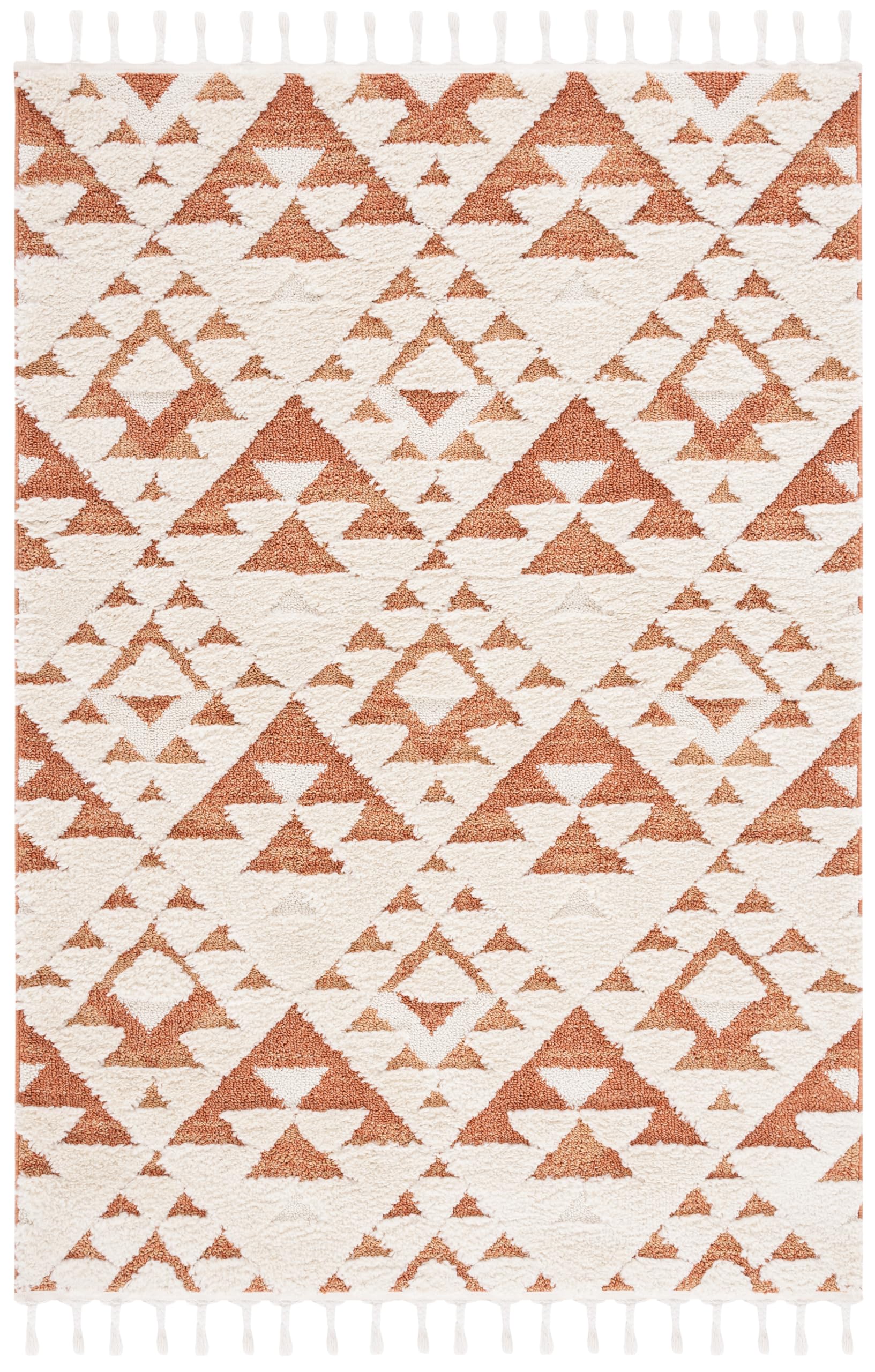 SAFAVIEH Moroccan Tassel Shag Collection Area Rug - 5'3" x 7'6", Ivory, Non-Shedding & Easy to Clean, Plush High-Low Texture, Ideal for Living Room, Bedroom, Dining Space (MTS688C)