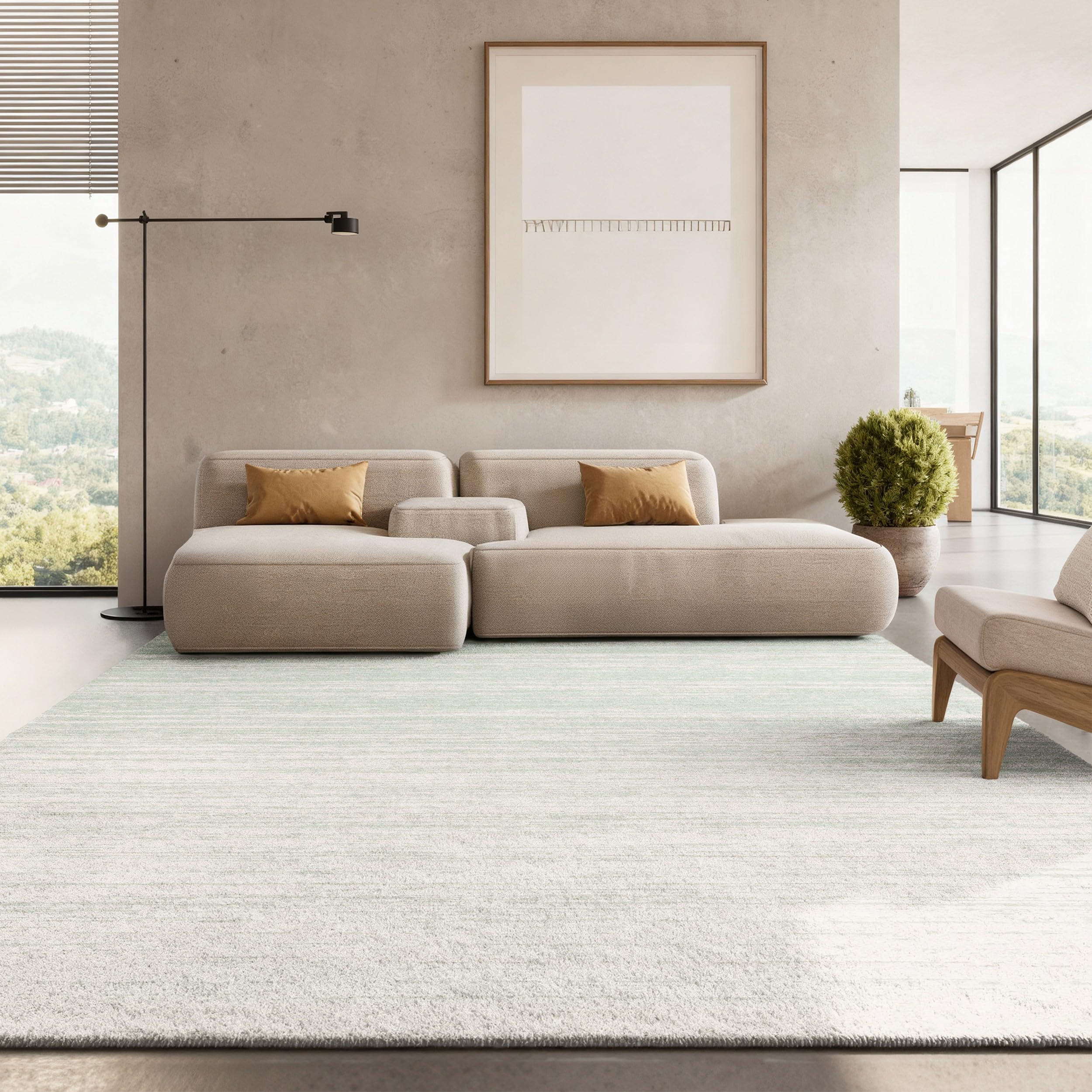 SAFAVIEH Area Rug 8x10 - Adirondack Collection - Large - Champagne & Cream, Modern Ombre Design, Non Shedding & Easy to Clean, Ideal for Living Room, Bedroom, Office, Dining Space (ADR113W)