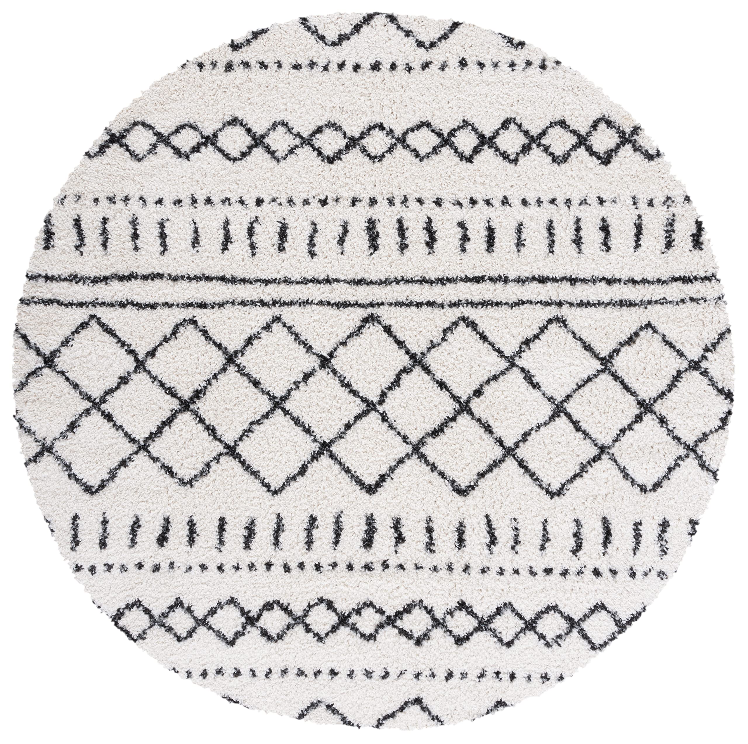 SAFAVIEH Arizona Shag Collection Area Rug - 6'7" x 9'2", Ivory & Beige, Moroccan Boho Design, Non-Shedding & Easy to Clean, Ideal for Living Room, Bedroom, Dining Space (ASG741A)